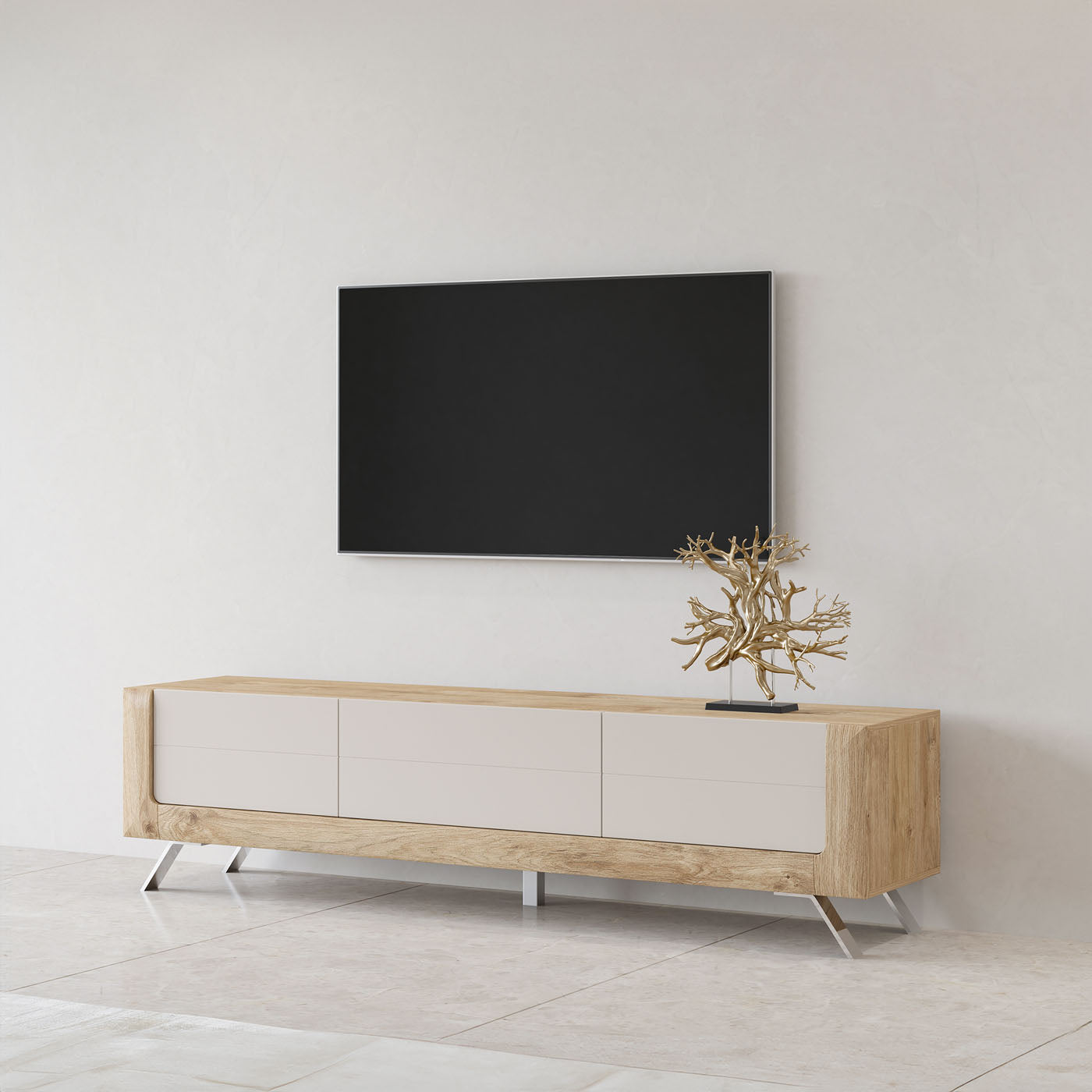 TV skapis Kavasari 199/48/52 cm Hamilton ozols/kašmirs - N1 Home