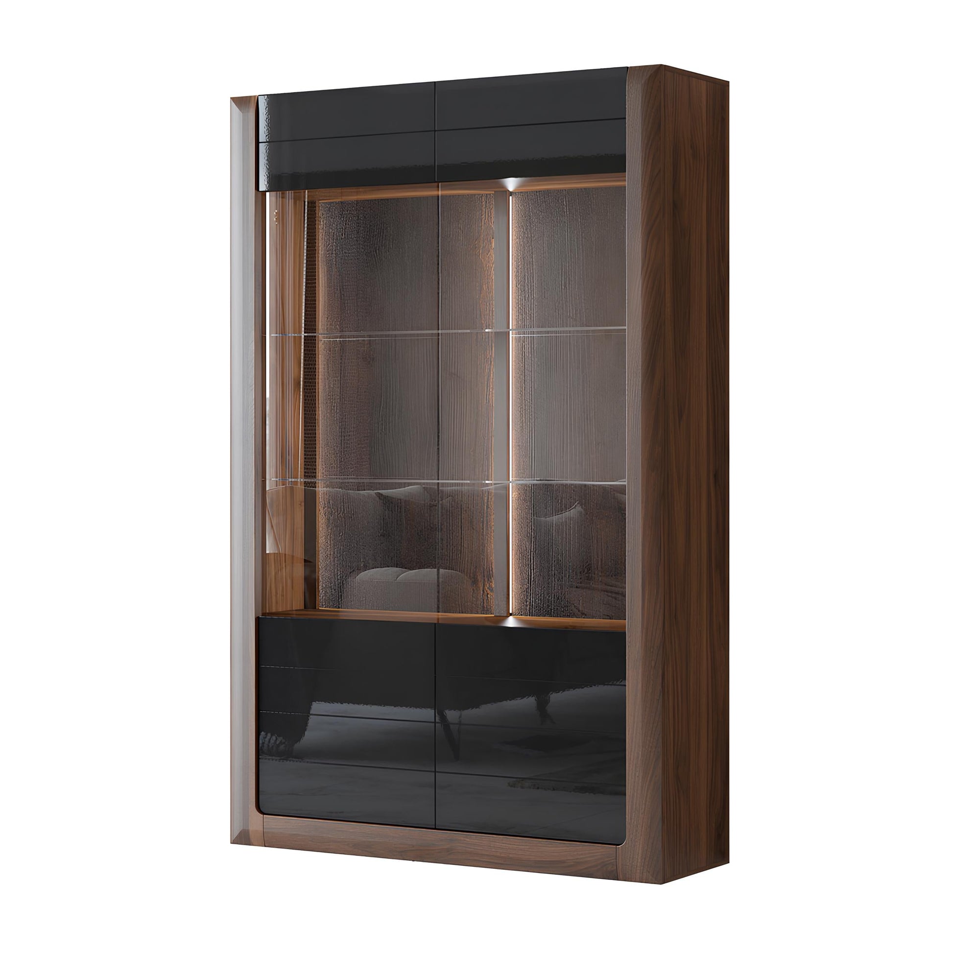 Skapis Kavasari 129/200/41 cm Kolumbijas valrieksts/melns - N1 Home