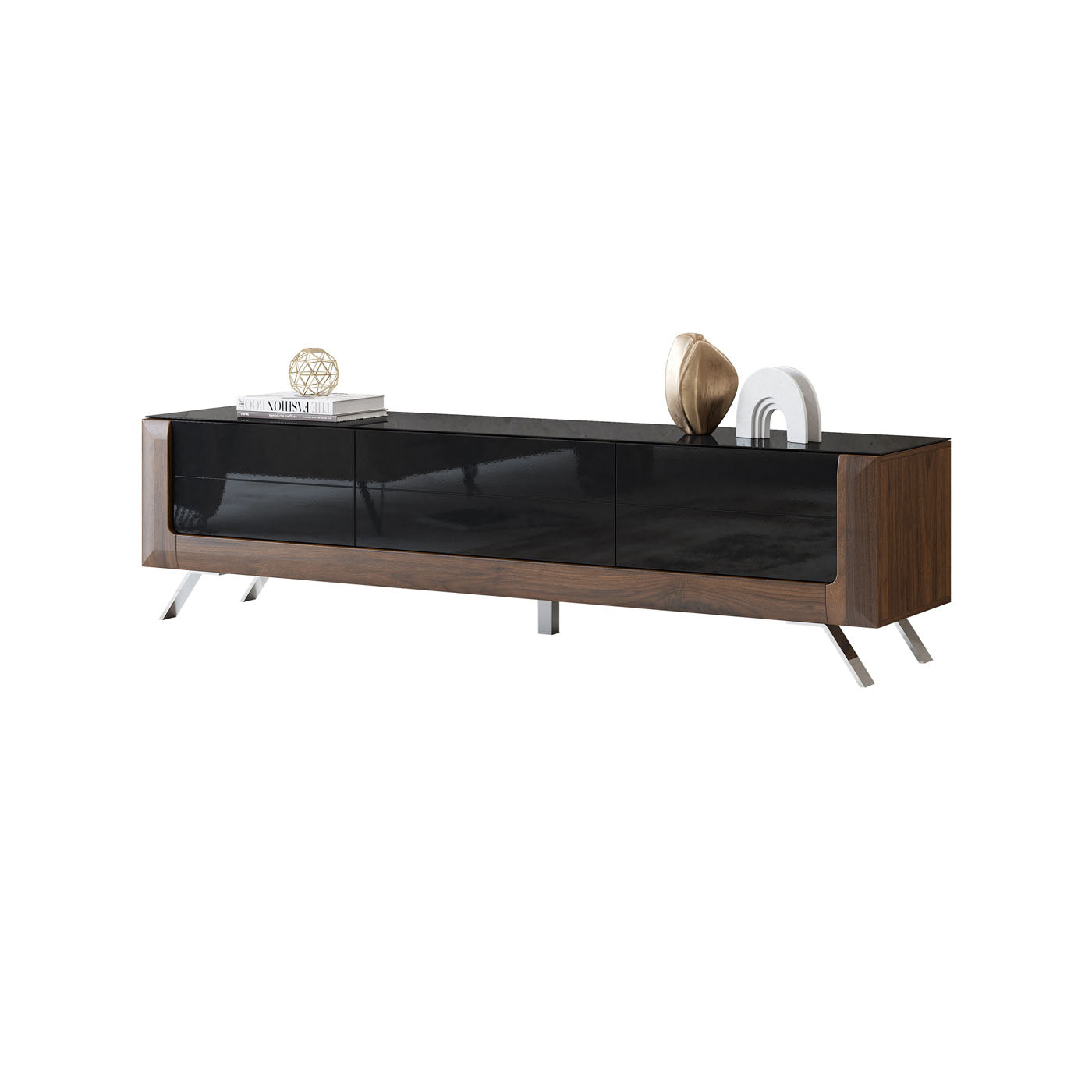 TV skapis Kavasari 199/48/52 cm Kolumbijas valrieksts/melns - N1 Home