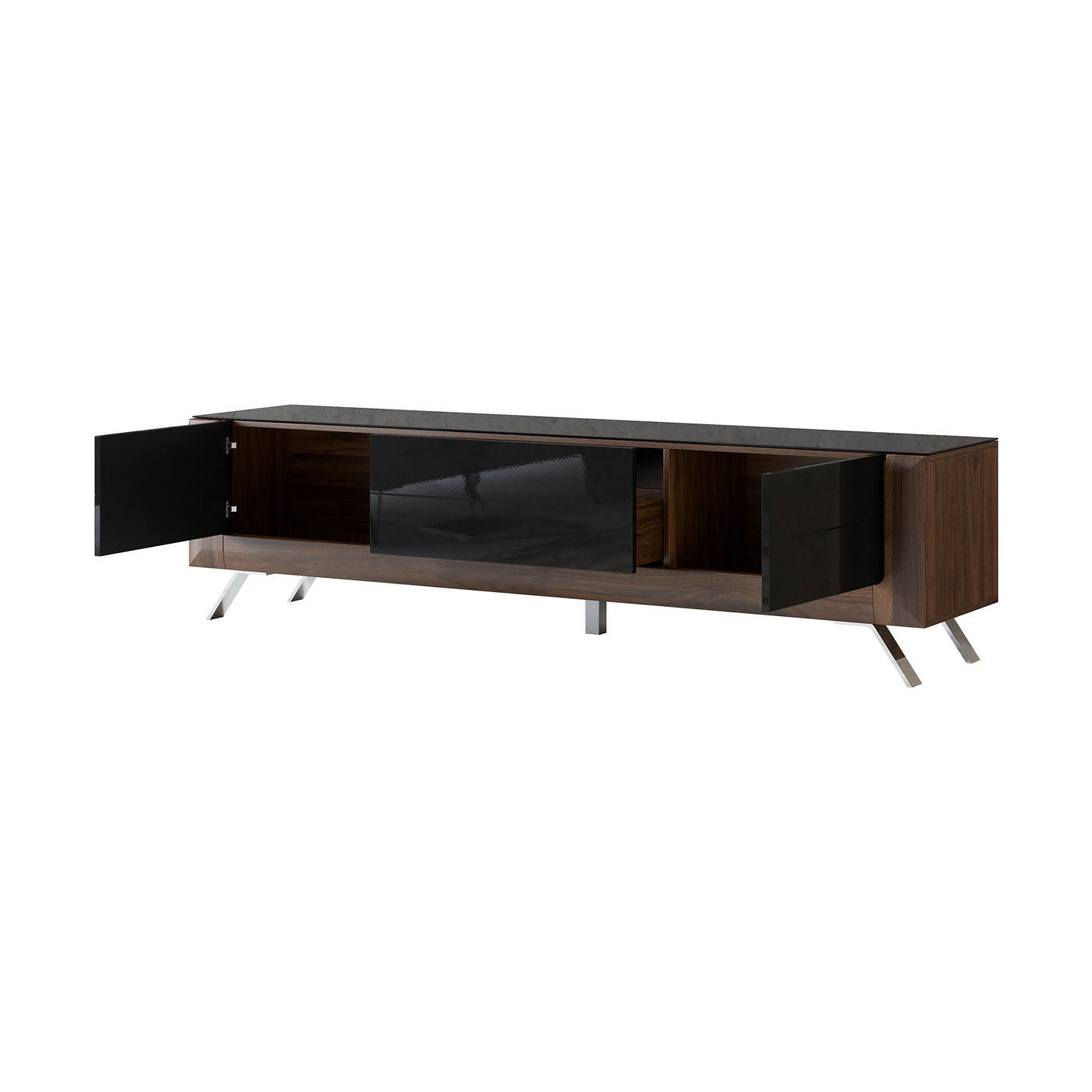 TV skapis Kavasari 199/48/52 cm Kolumbijas valrieksts/melns - N1 Home