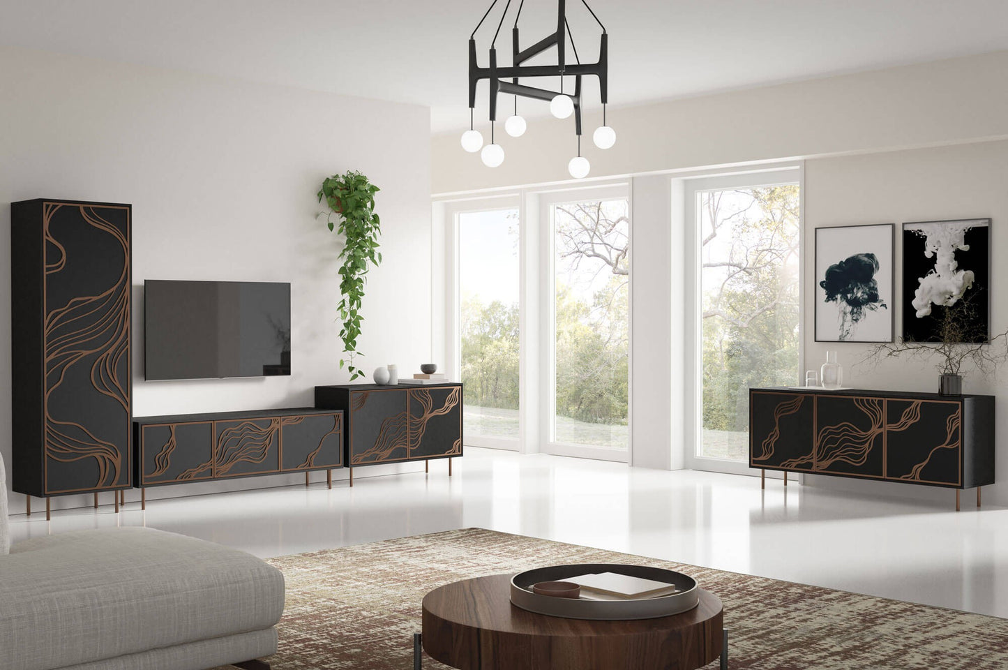 Kumode Maros 110/42/77 cm melns/varš - N1 Home