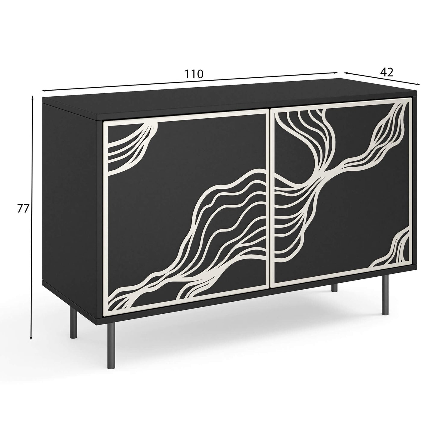 Kumode Maros 110/42/77 cm melns/kašmirs - N1 Home