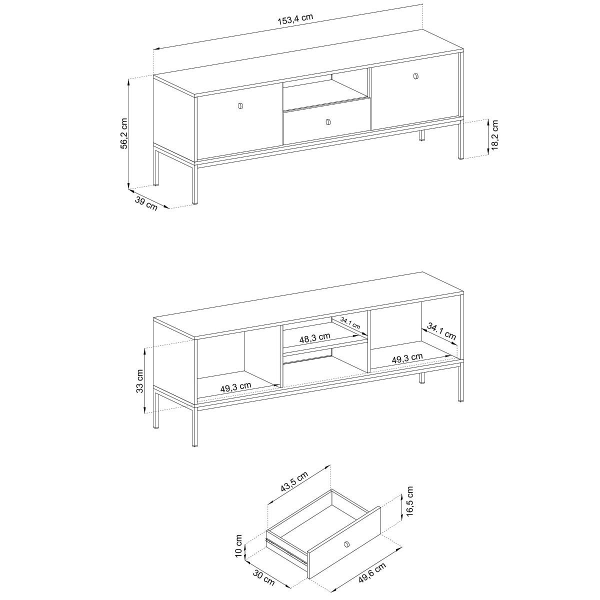 Kumode MN tumši zila 153,4x83,2x39 cm