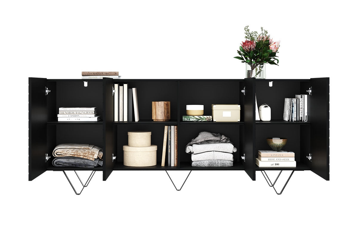 LUKKA kumodes 190/83 /42 cm melns/melns