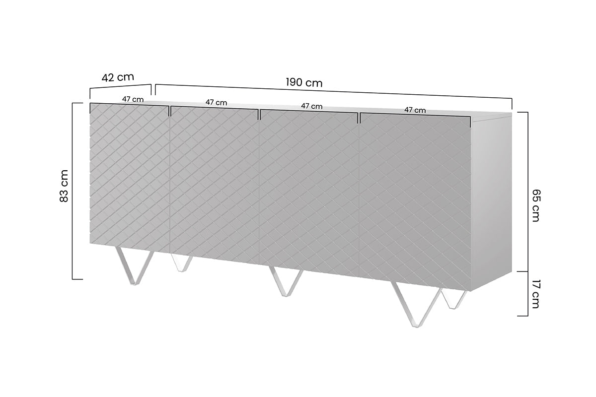 LUKKA kumodes 190/83 /42 cm melns/zelts