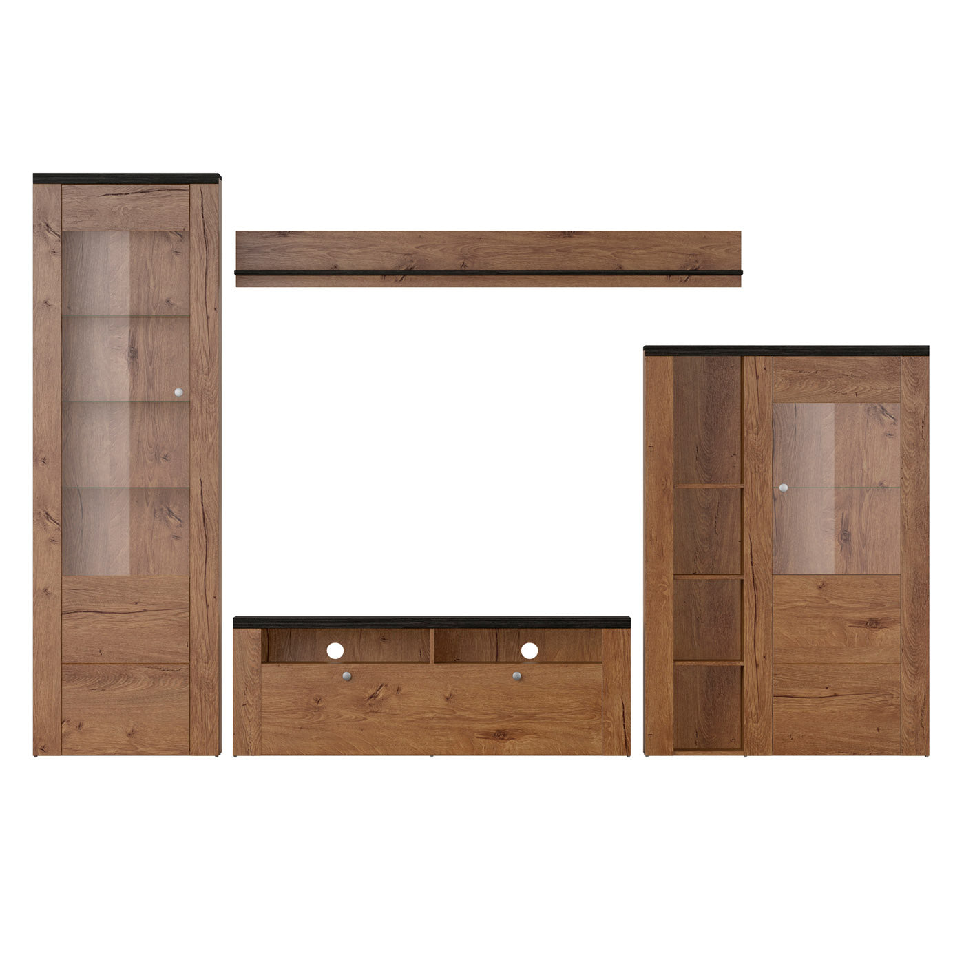 Sienas bloks Laroš 240+/206/37 cm Lefkas ozols/pieskāriena koks - N1 Home