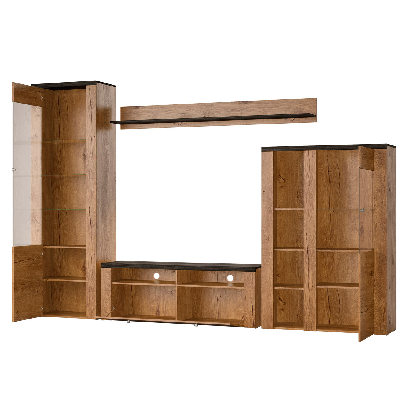 Sienas bloks Laroš 240+/206/37 cm Lefkas ozols/pieskāriena koks - N1 Home