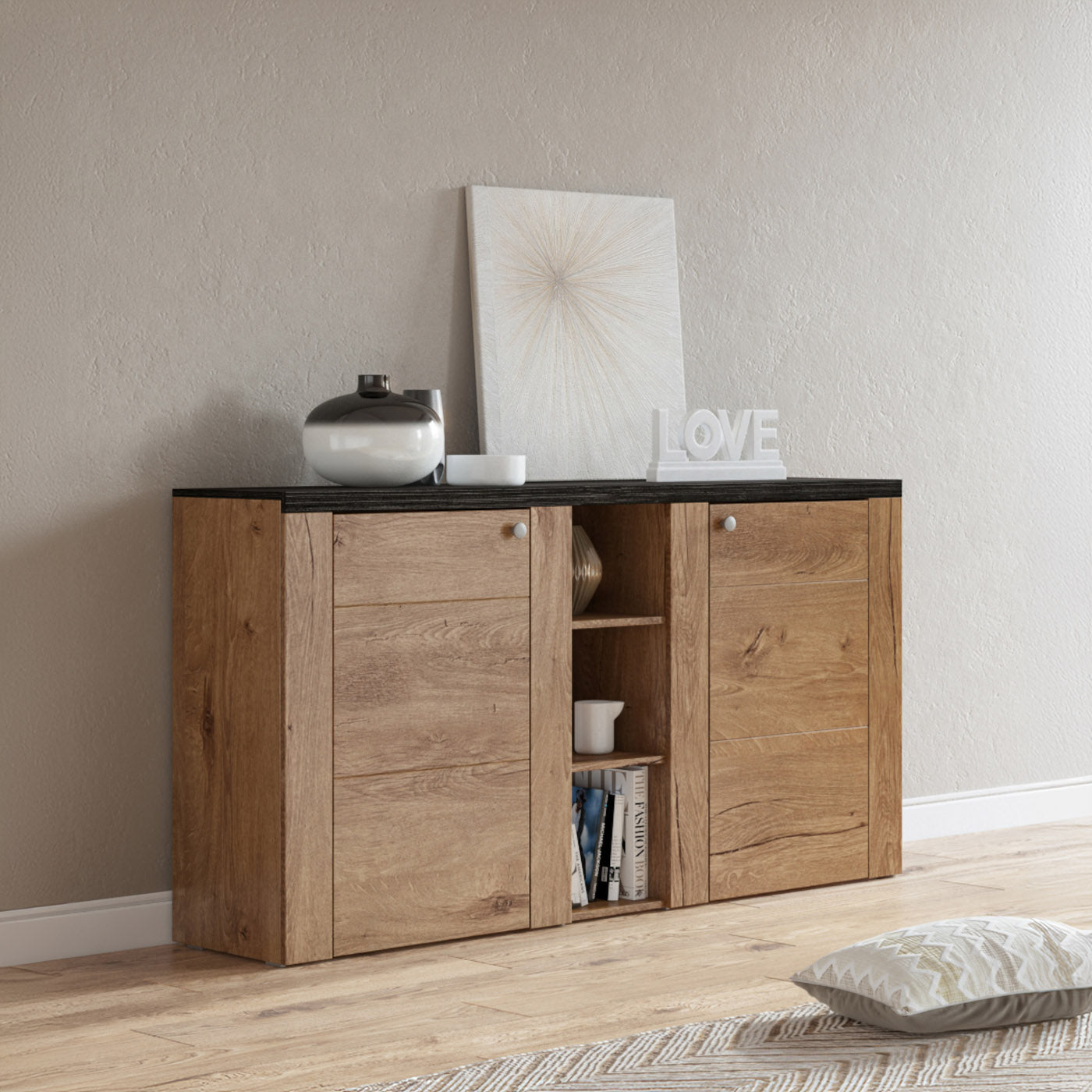 Kumode Laroš 155/85/37 cm touchwood/satīna nusbaum - N1 Home