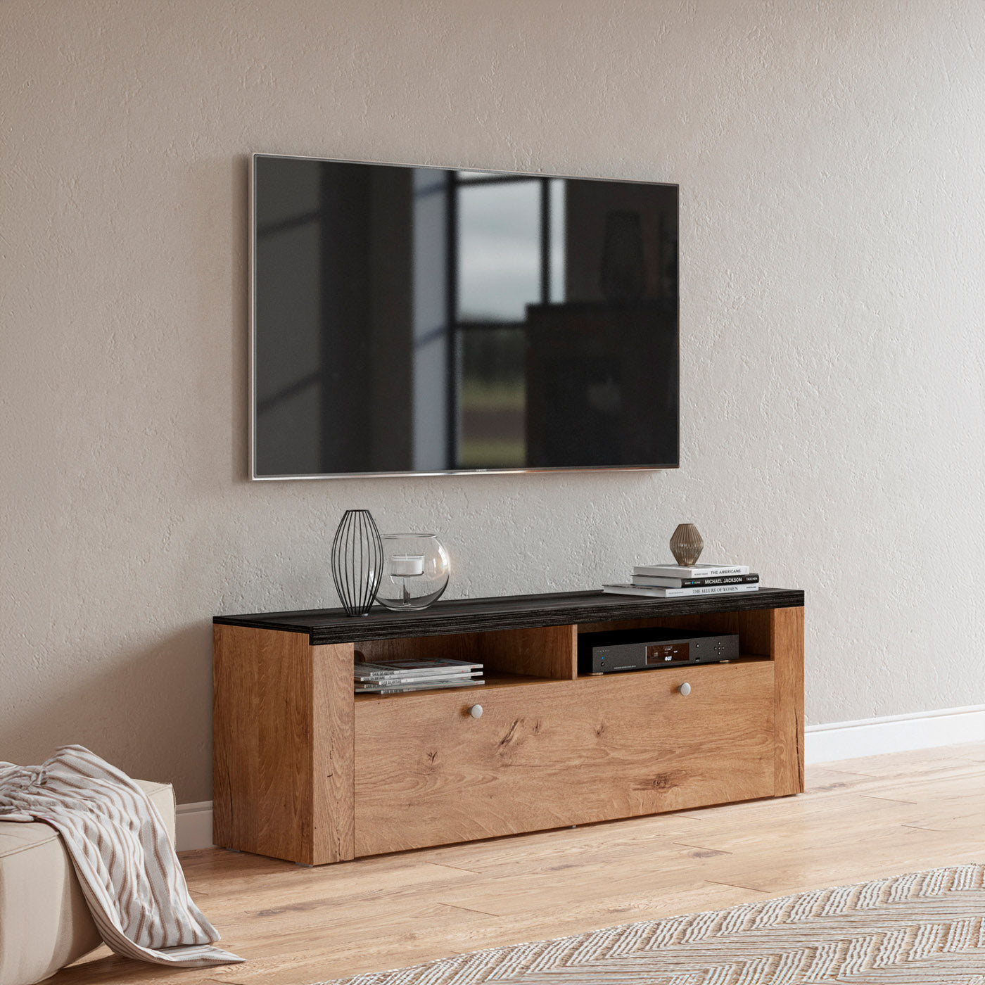 TV skapis Laroš 140/37/49 cm touchwood/satīna nusbaum - N1 Home
