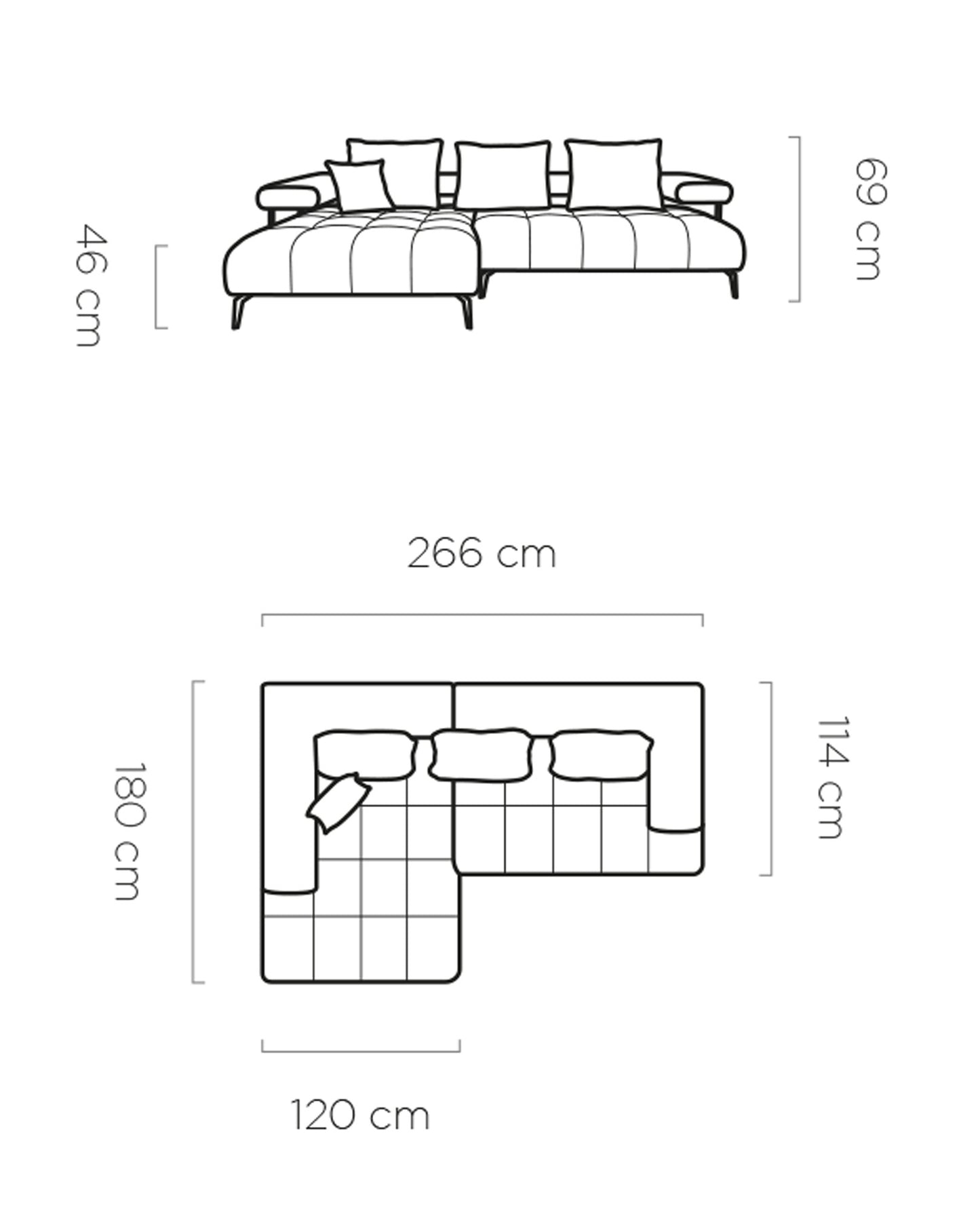 Dīvāns MAGNA 266/114/180 cm - N1 Home