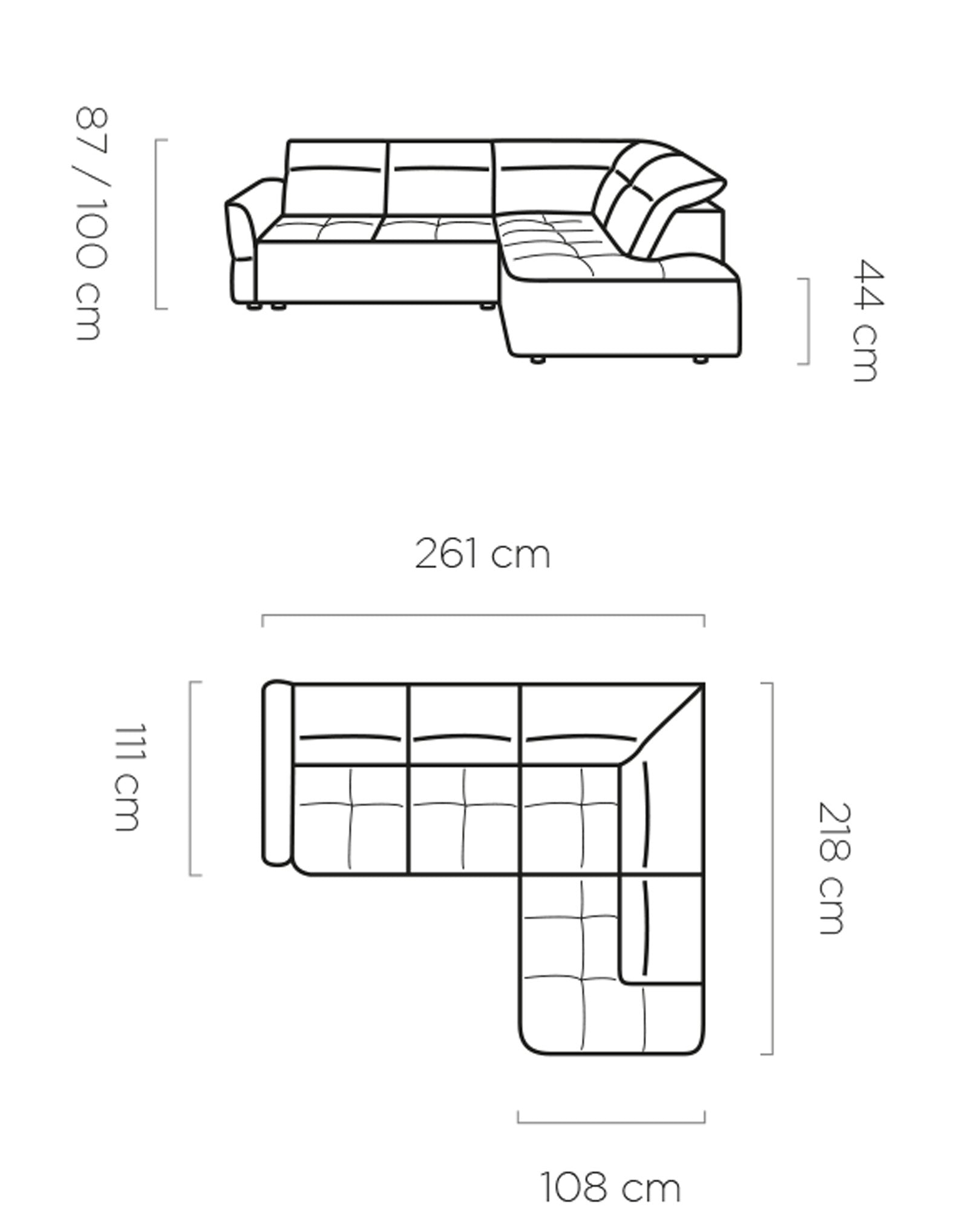 Dīvāns MONO 261/218/111 cm - N1 Home