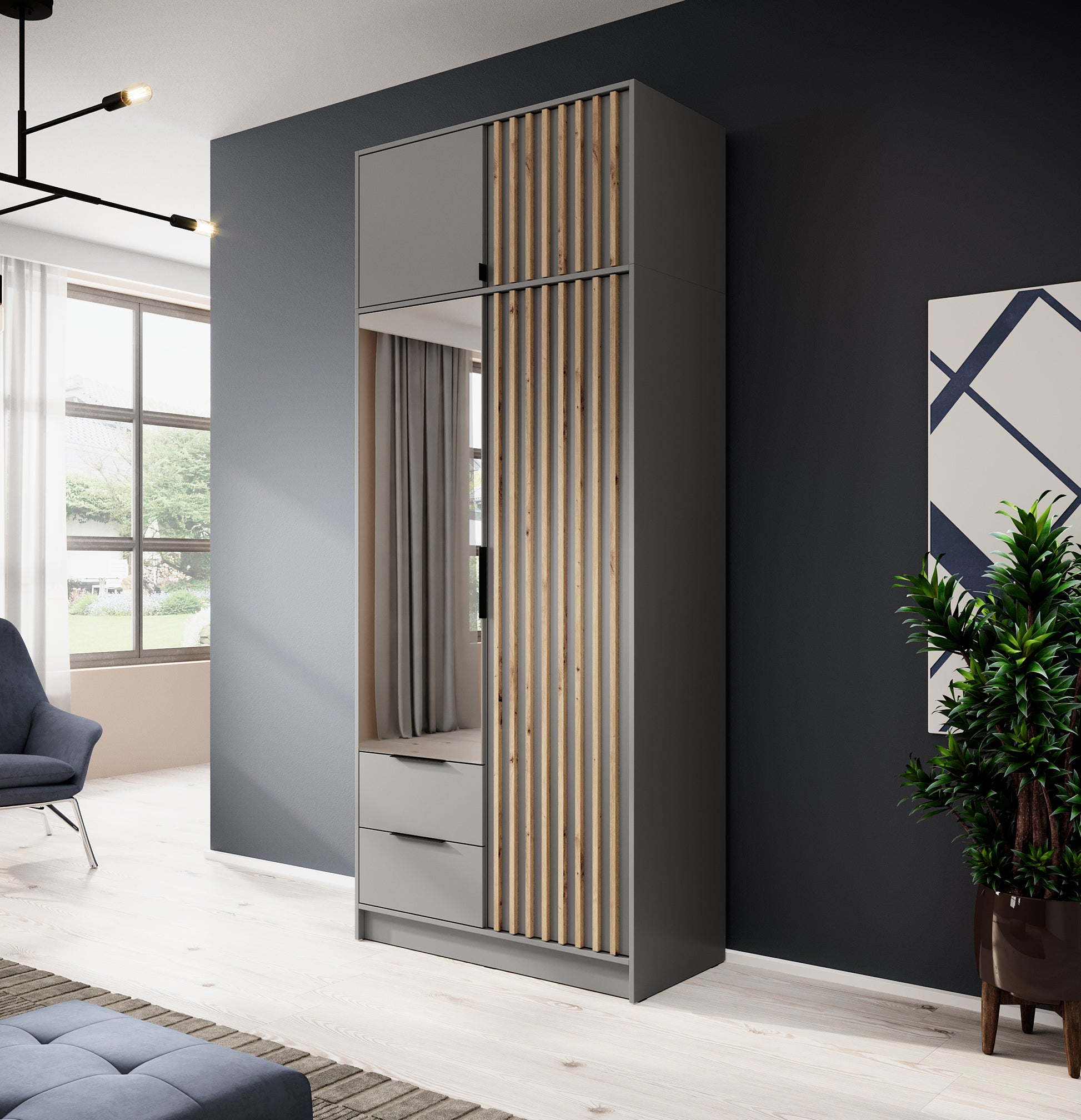 Mezonīna piebūve līdz skapim Neko 105/51/50 cm artisan ozols - N1 Home