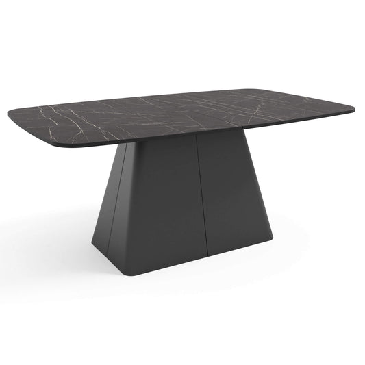 Galds Novaus 180-256/76/110 cm melns Pietra Grigia - N1 Home