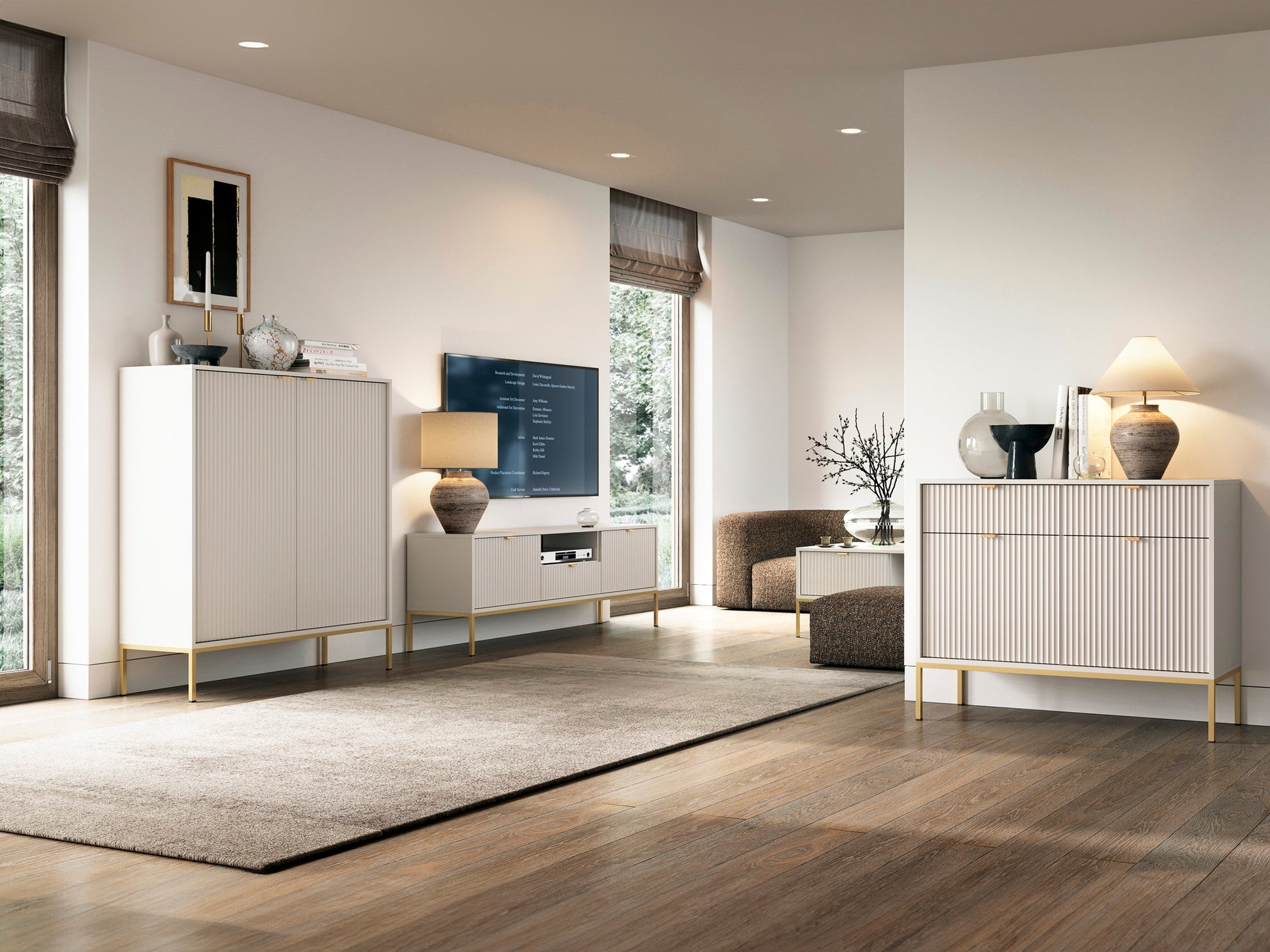 RTV kumode NV 154/56/39 cm kašmirs/zelts - N1 Home