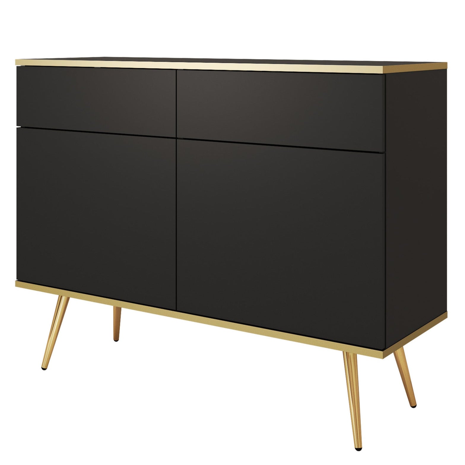 Kumode O2 107/85/39 cm melns/zelts - N1 Home