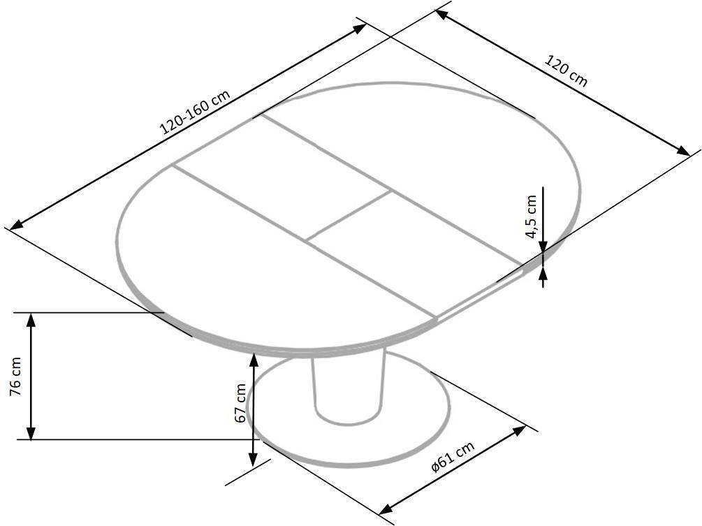 RC pelnu pelēka marmora palīgājams galds 120-160/120/76 cm