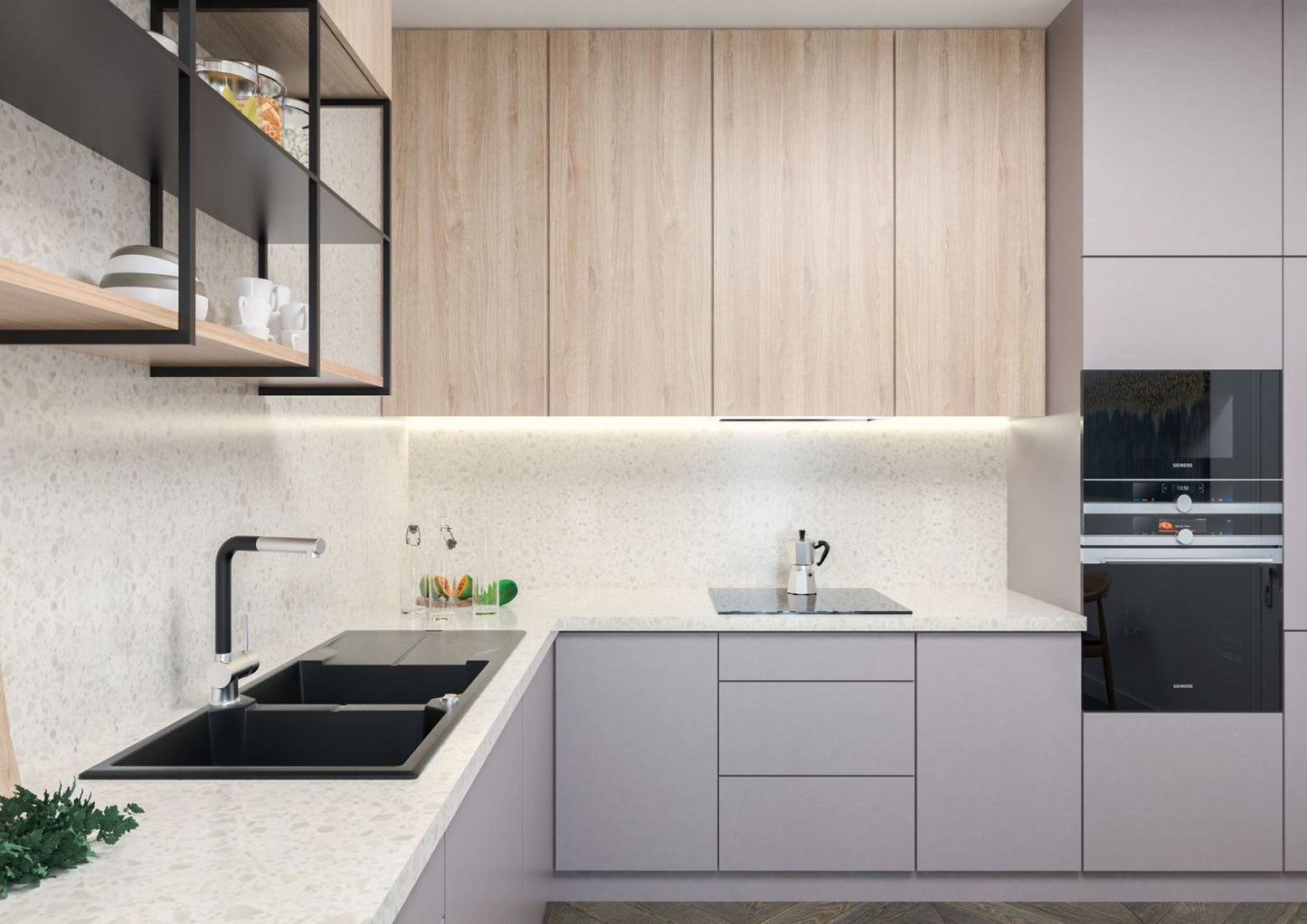 2 bļodiņu granīta izlietne ar notekcauruli Andante 1160 x 500 x 224 alabastrs - N1 Home