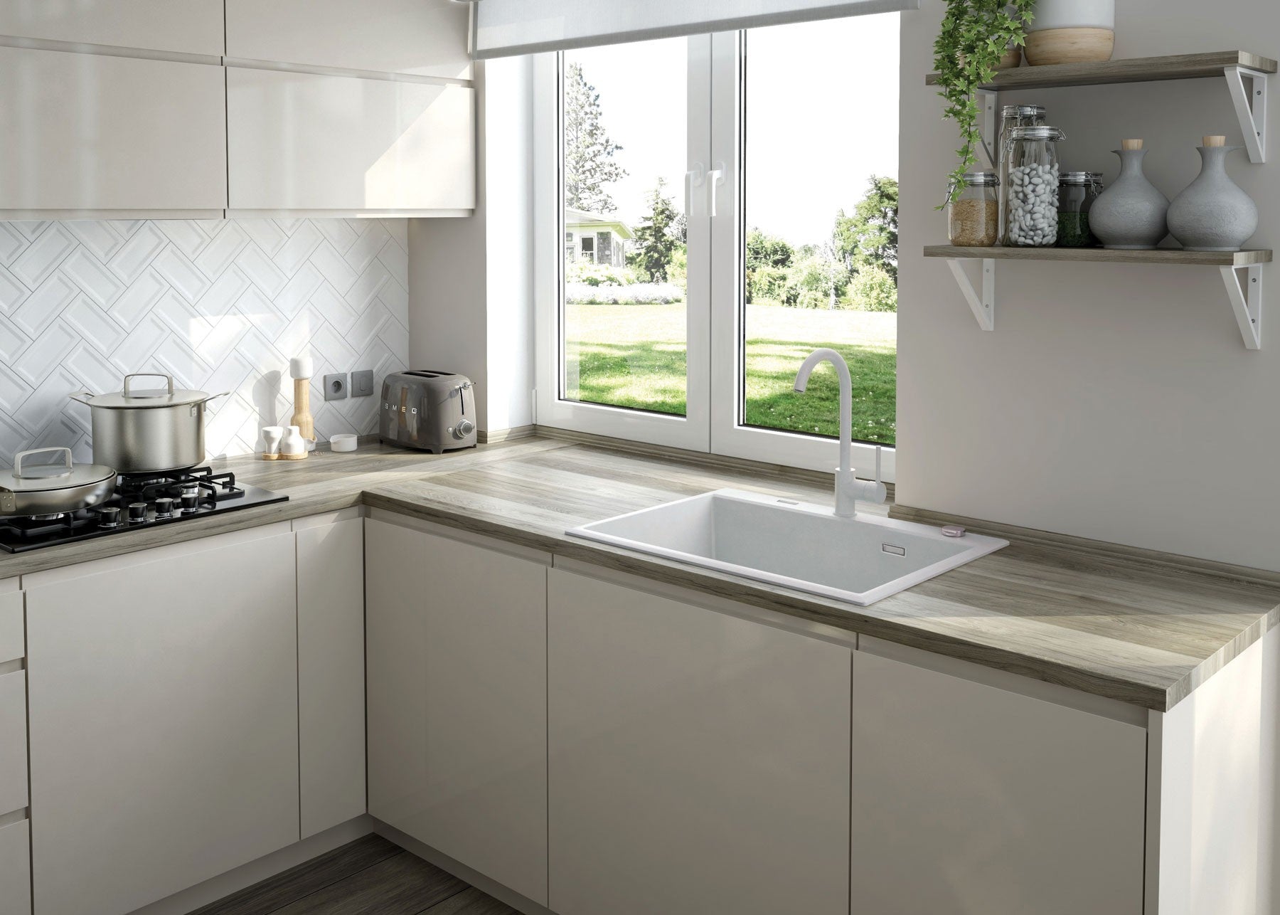 Virtuves jaucējkrāns Nemezja 350 mm alabastrs - N1 Home