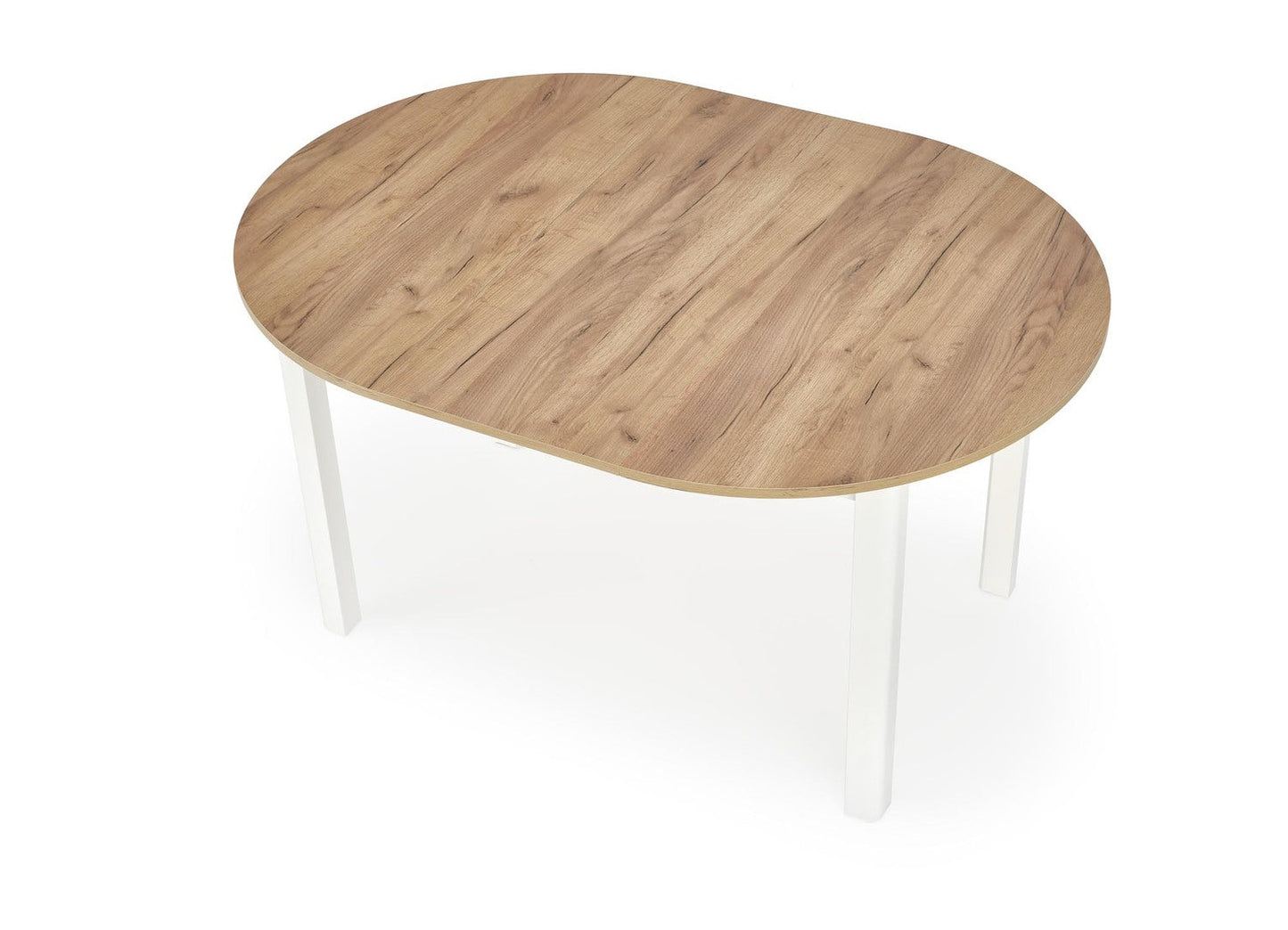 RN table color top craft ozols, kājas - baltas (102-142x102x76 cm)