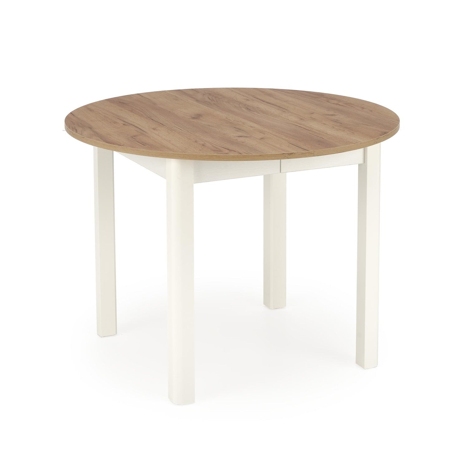 RN table color top craft ozols, kājas - baltas (102-142x102x76 cm)