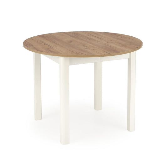 RN table color top craft ozols, kājas - baltas (102-142x102x76 cm)