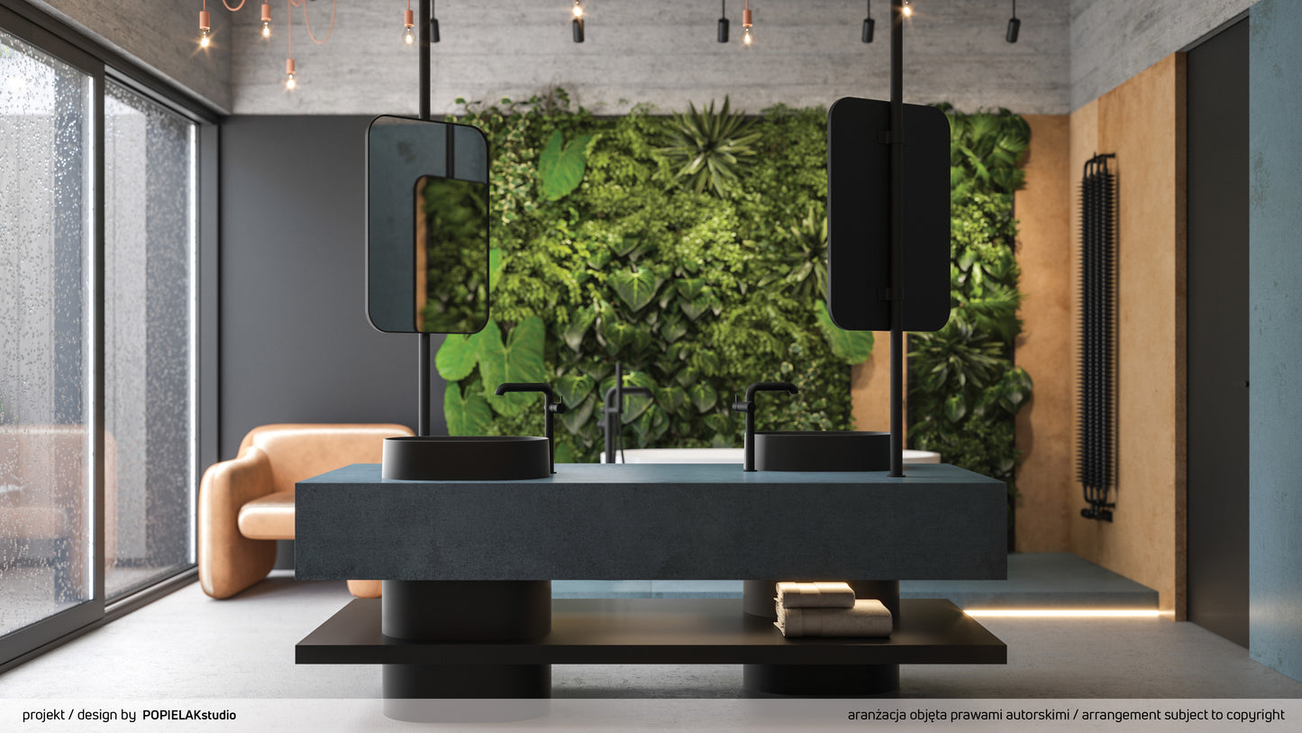 Izlietnes maisītājs, augsts, ar taisnstūra snīpi Silia 305 mm nero - N1 Home