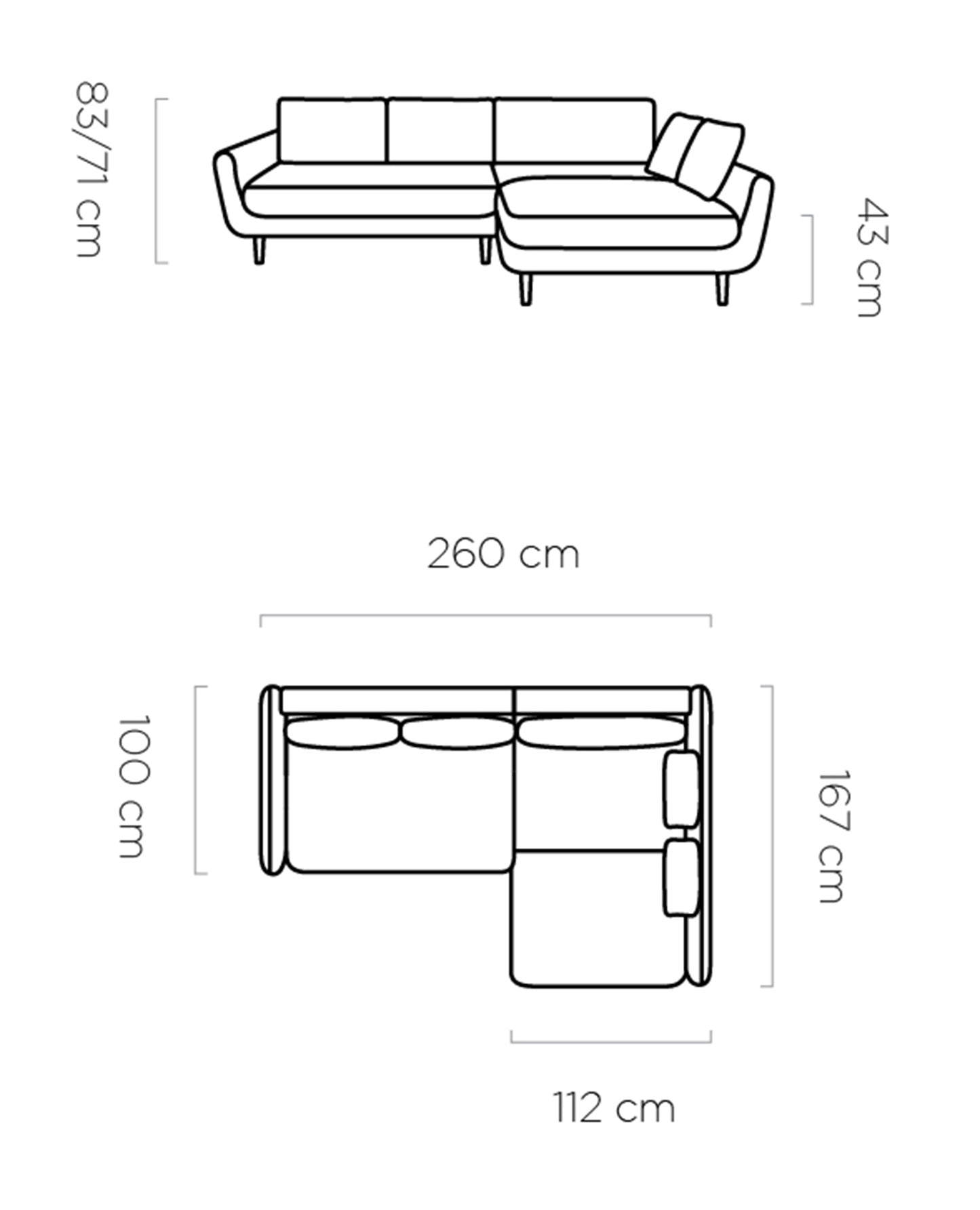 Dīvāns SOHO 260/100/167 cm - N1 Home