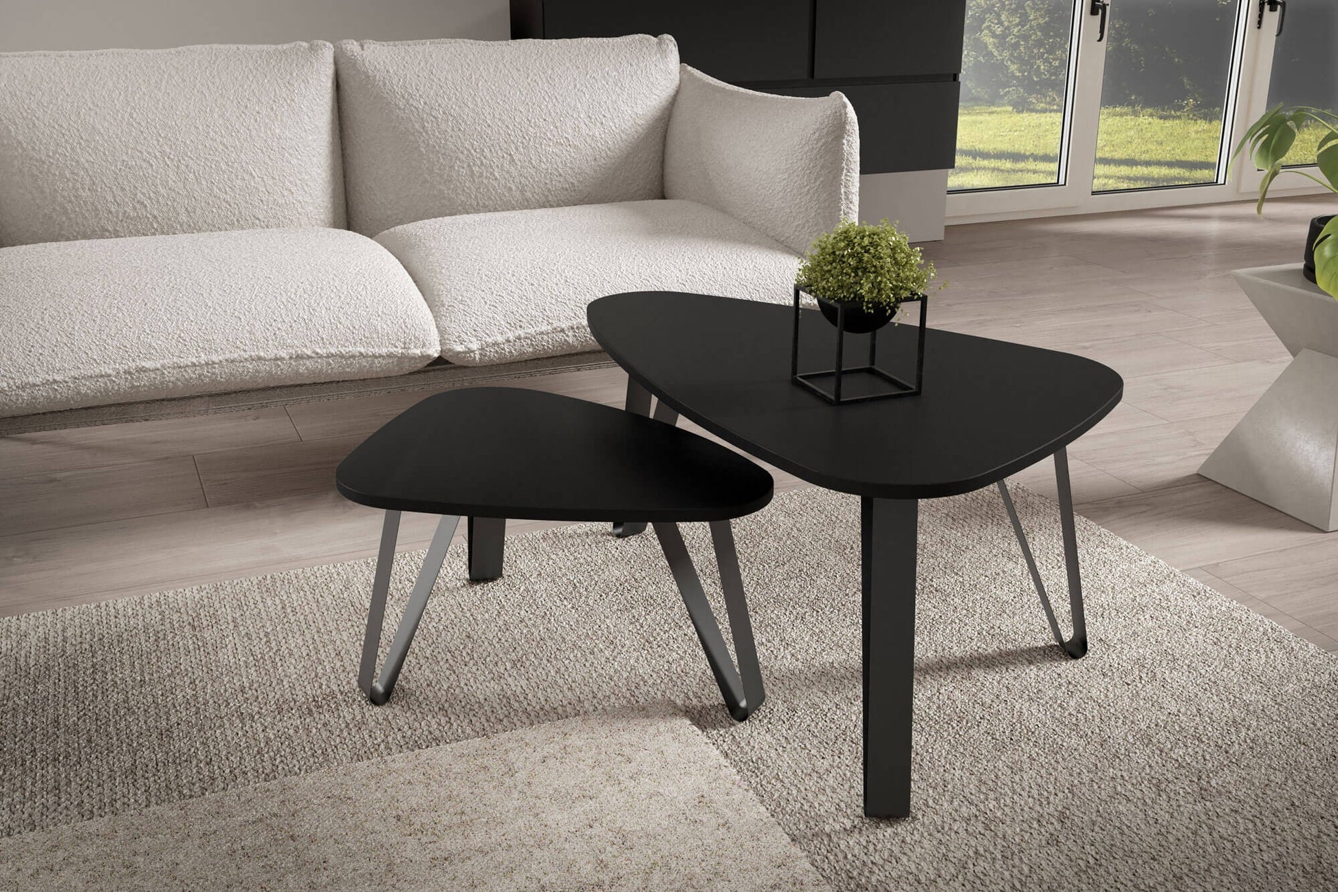 Kafijas galds (2) Ovači 94/60/42 cm Kremona Kannolo/melns - N1 Home