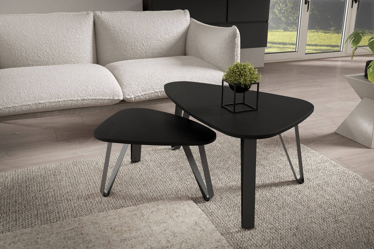 Kafijas galds (2) Ovači 94/60/42 cm melns/melns - N1 Home