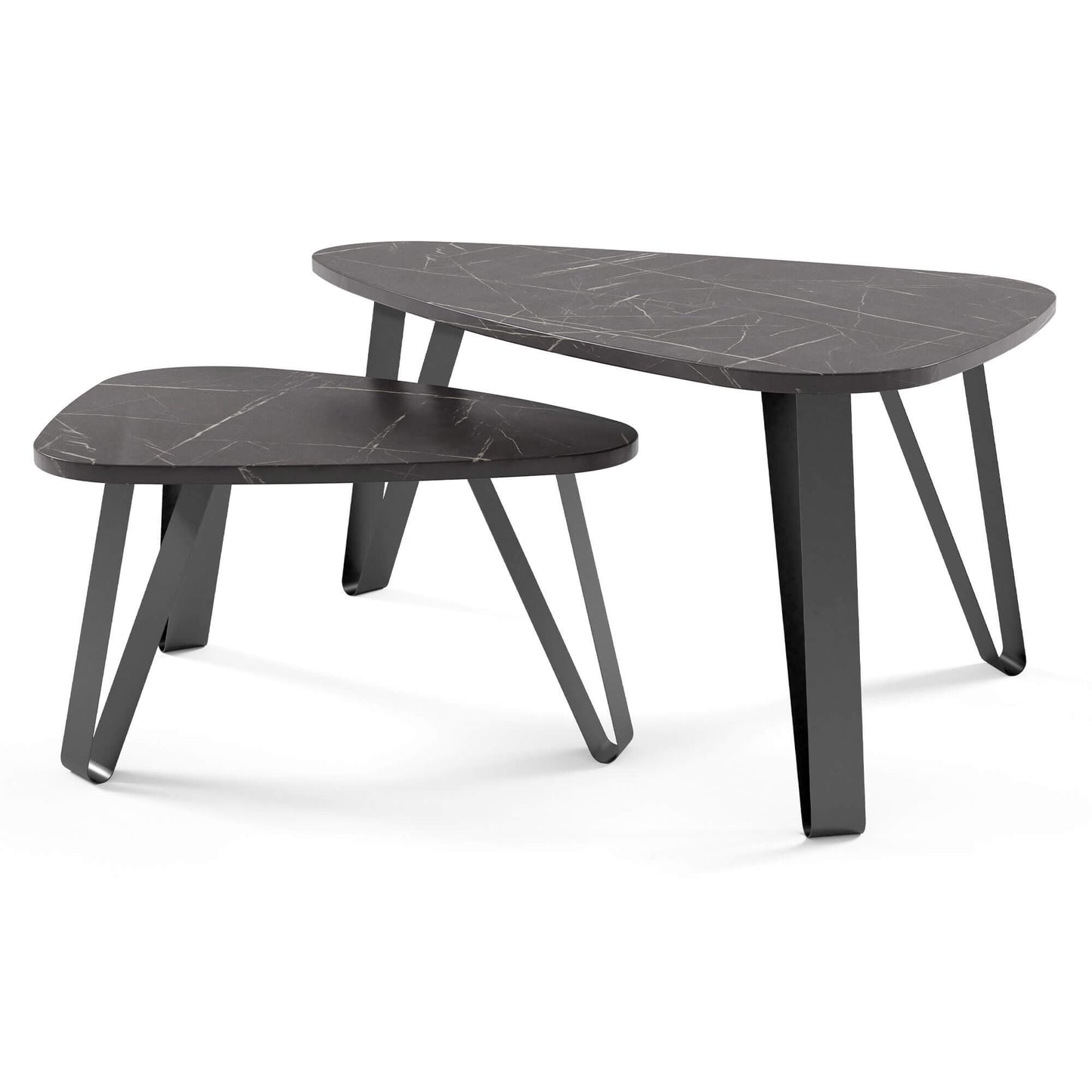 Kafijas galds (2) Ovači 94/60/42 cm melns Pietra Grigio/melns - N1 Home