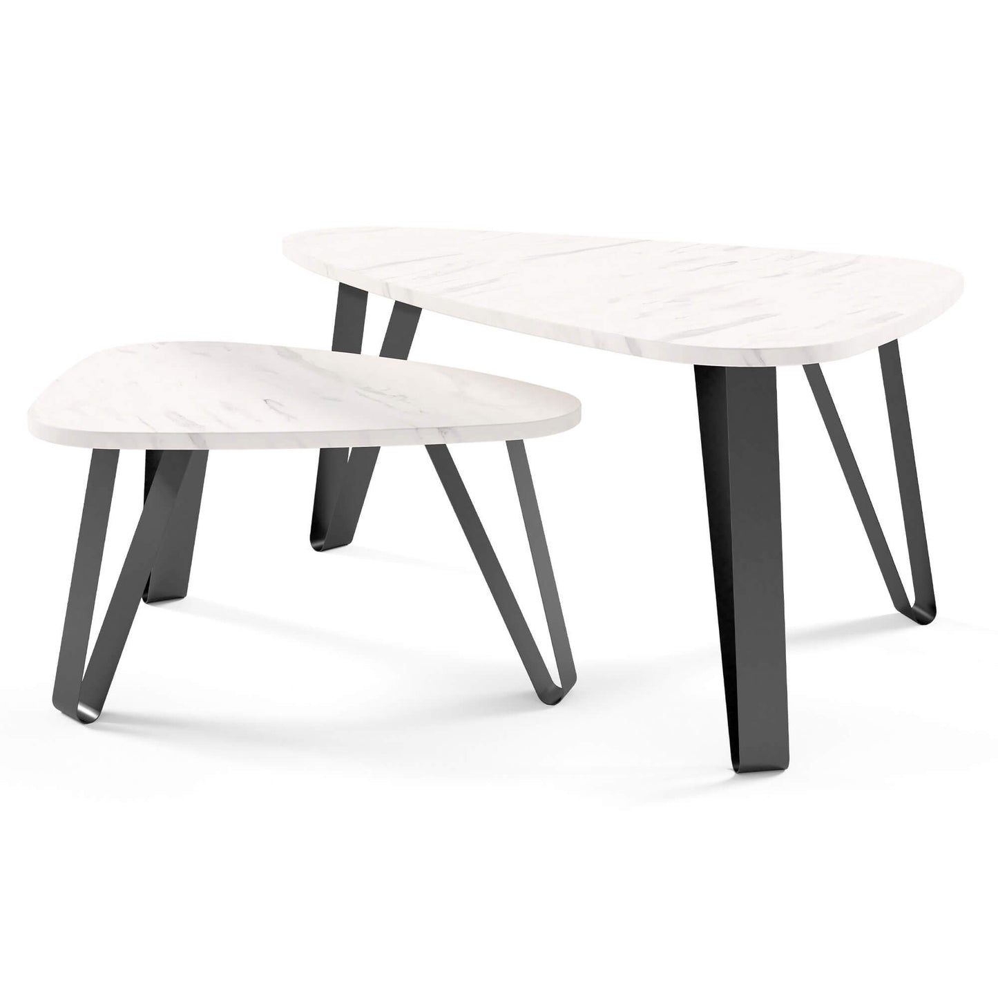 Kafijas galds (2) Ovači 94/60/42 cm balts marmors/melns - N1 Home