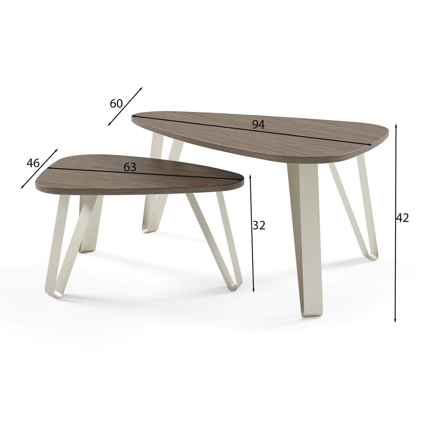 Kafijas galds (2) Ovači 94/60/42 cm Kremona terrakota/kašmirs - N1 Home