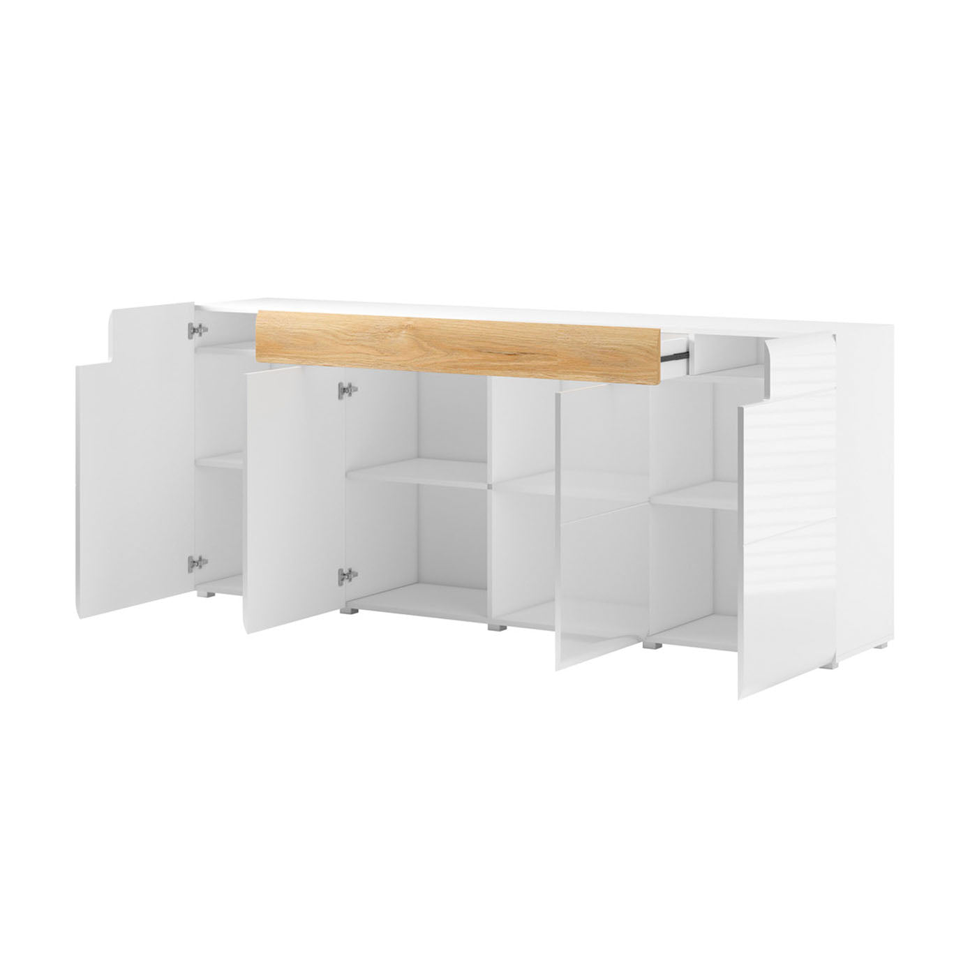 Kumode Tola 208/39/82 cm balts/San Remo ozols - N1 Home
