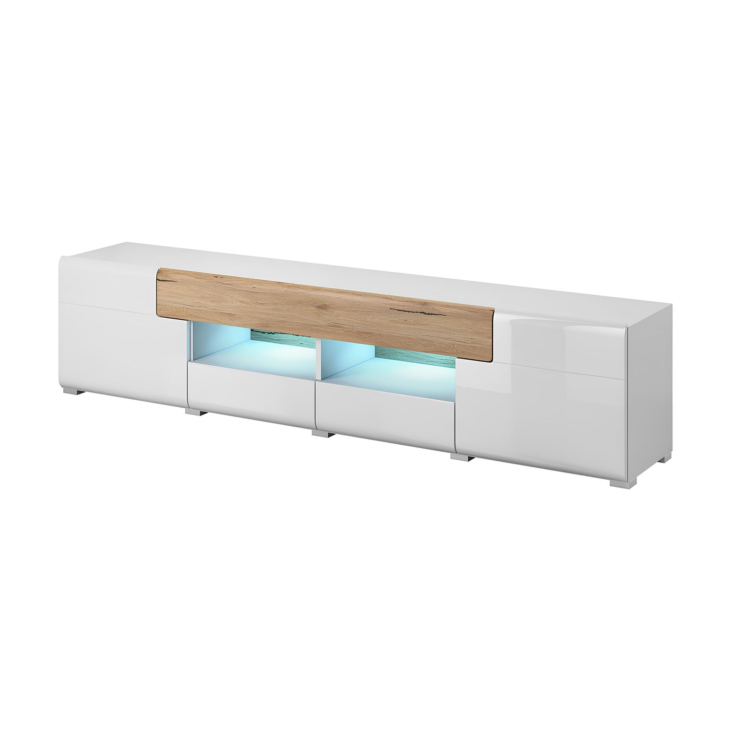 TV skapis Tola 208/39/47 cm balts/San Remo ozols - N1 Home