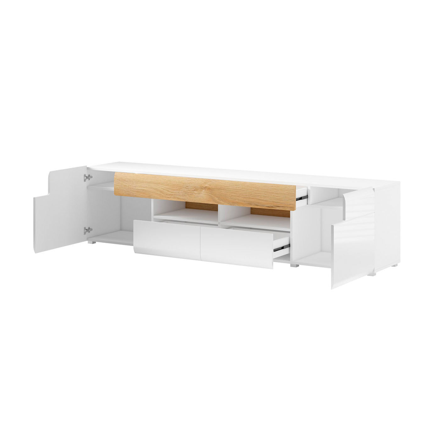 TV skapis Tola 208/39/47 cm balts/San Remo ozols - N1 Home