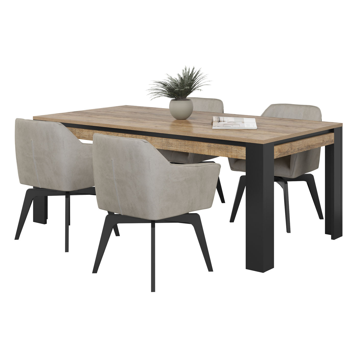 Galds Valor 194/100/77 cm samdal ozols/melns - N1 Home