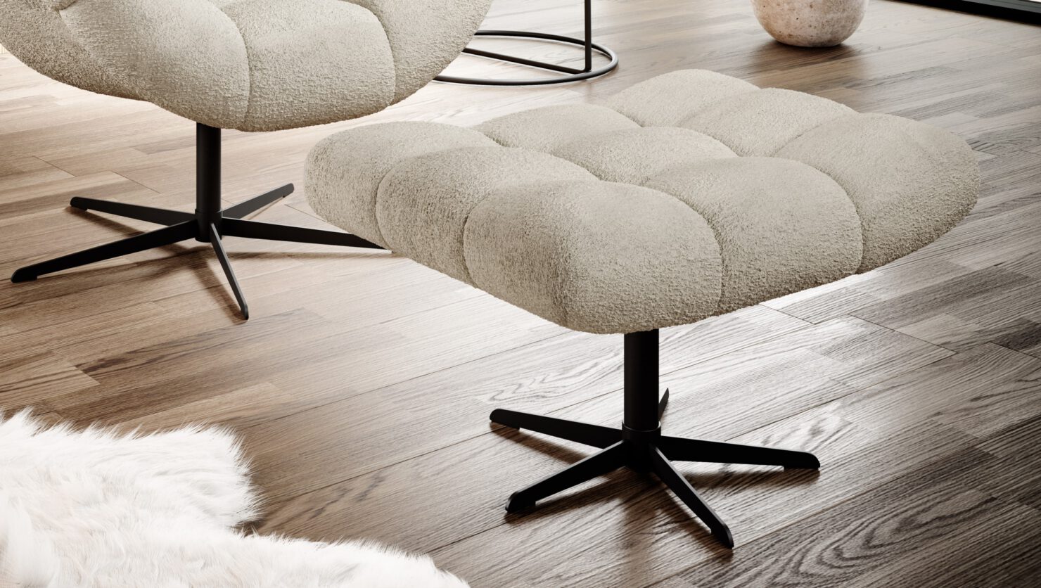 Pufs Sins 45/46/69 cm balts, florence 3 taupe - N1 Home