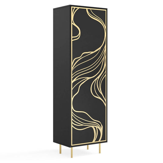 Skapis Maros 60/42/200 cm melns/zelts - N1 Home