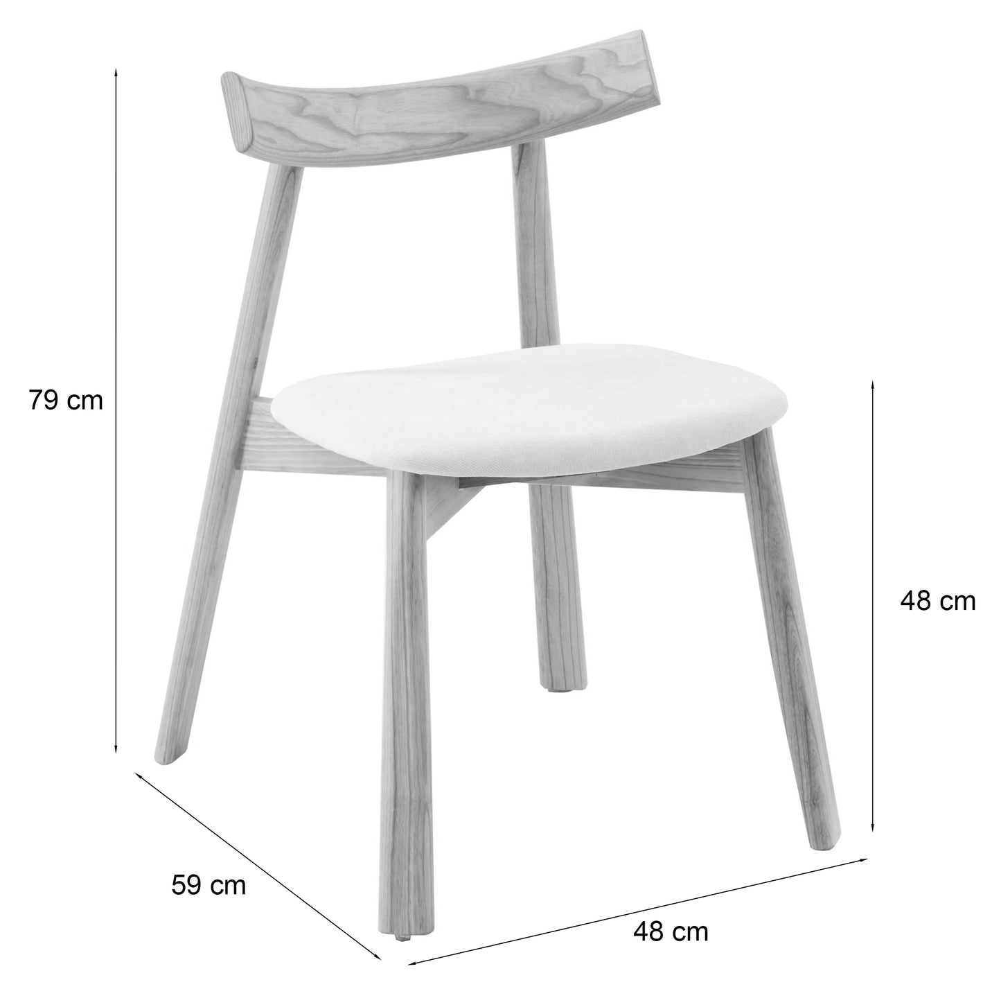 Krēsls Delis 79/48/59 cm rieksts/bēšs - N1 Home