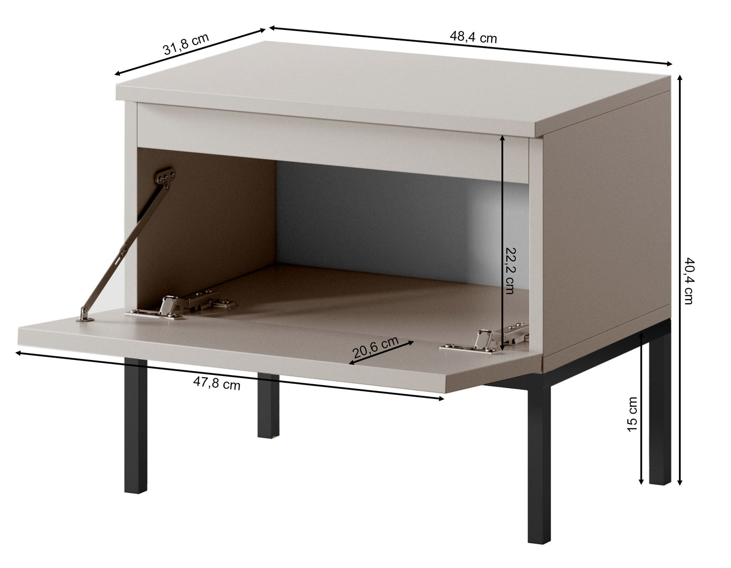 Naktsgaldiņš Bommo 40/49/32 cm kašmirs