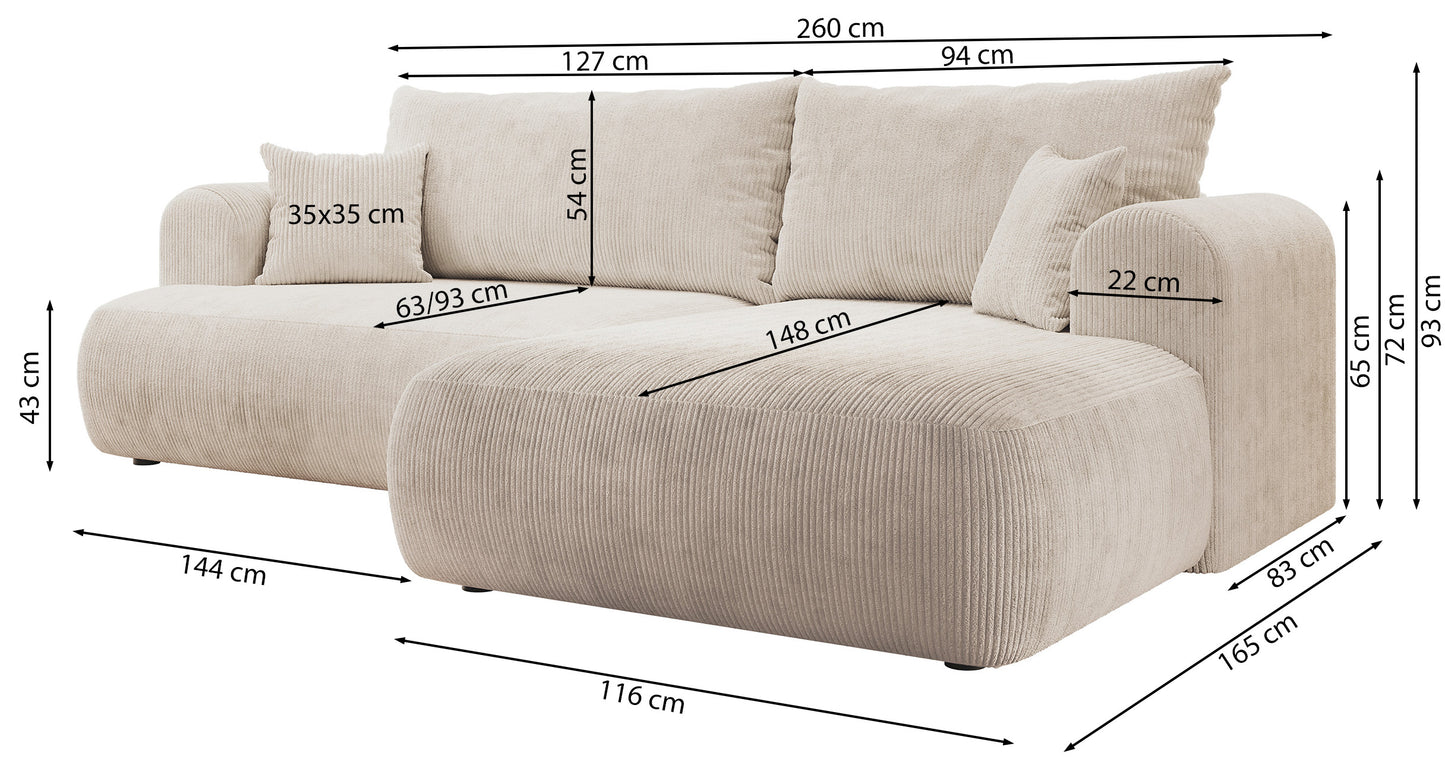 Dīvāns Ovors 93/260/165 cm Lincoln D 86 - N1 Home