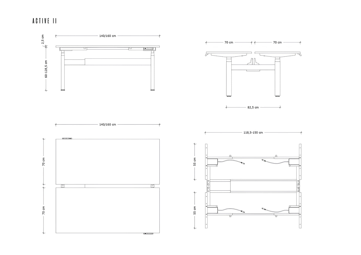 Galds Aktiva II 140; 160/70 cm balts/balts - N1 Home