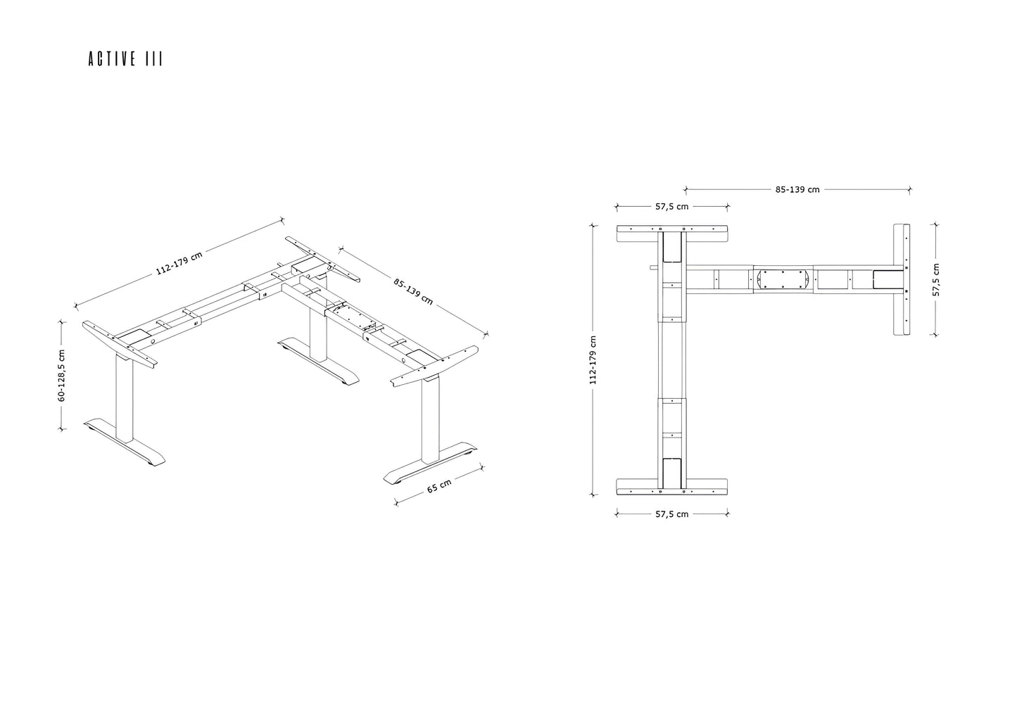 Regulējams rāmis Aktiva III 60-125 cm balts - N1 Home