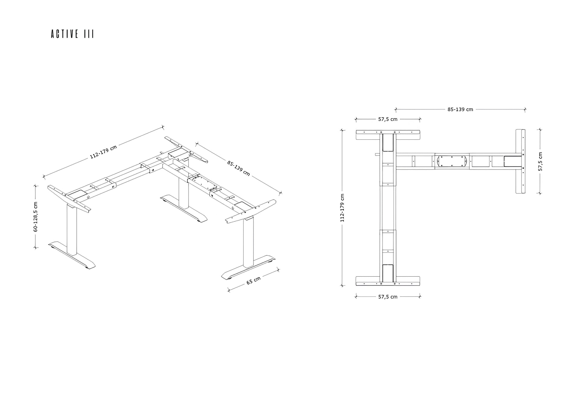 Regulējams rāmis Aktiva III 60-125 cm pelēks - N1 Home
