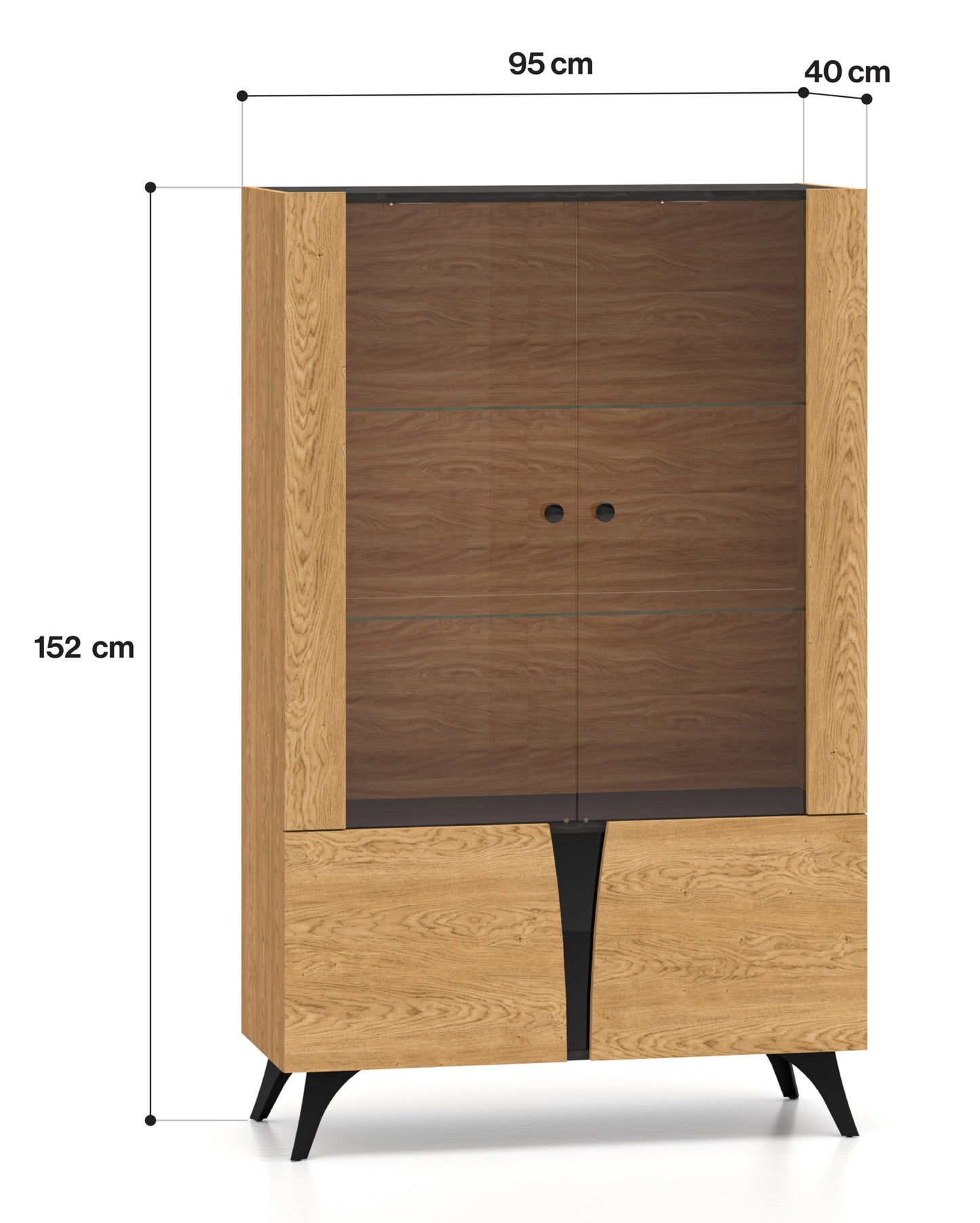 Skapis Toskana 152/94/38 cm ozols/melns