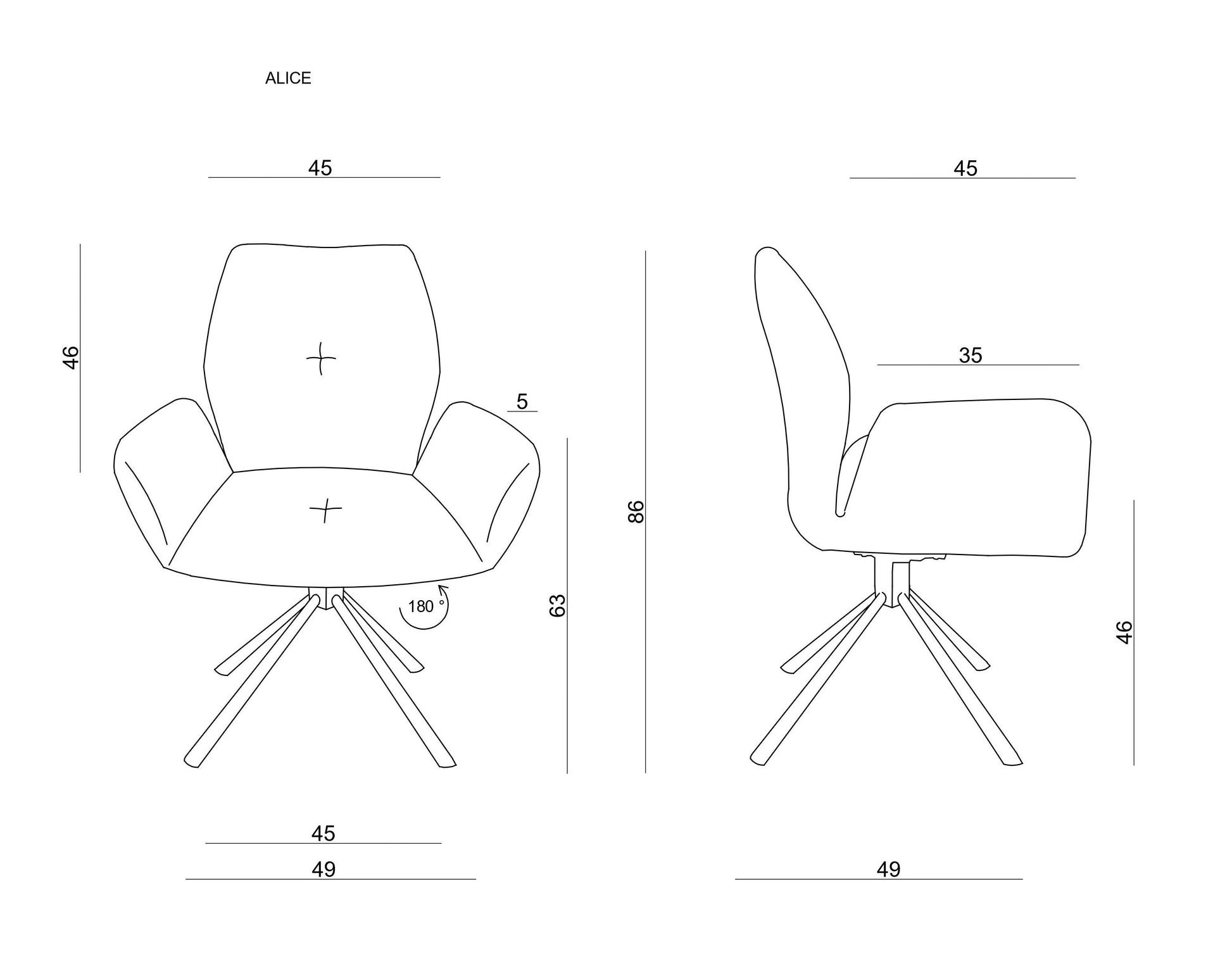 Krēsls Aaro eko āda 86/49/49 cm melns - N1 Home