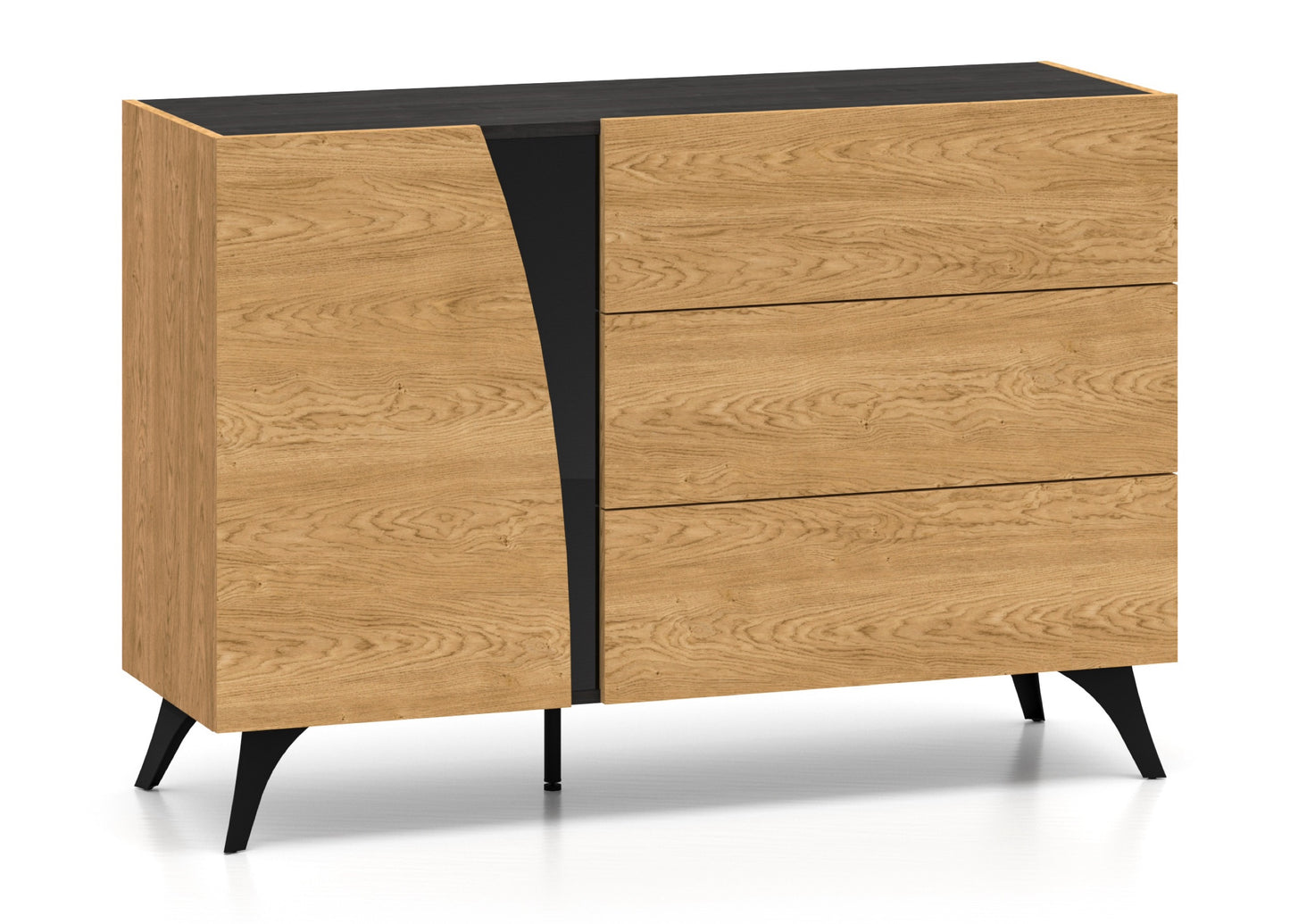 Kumode Toskana 120/82/38 cm ozols/melns
