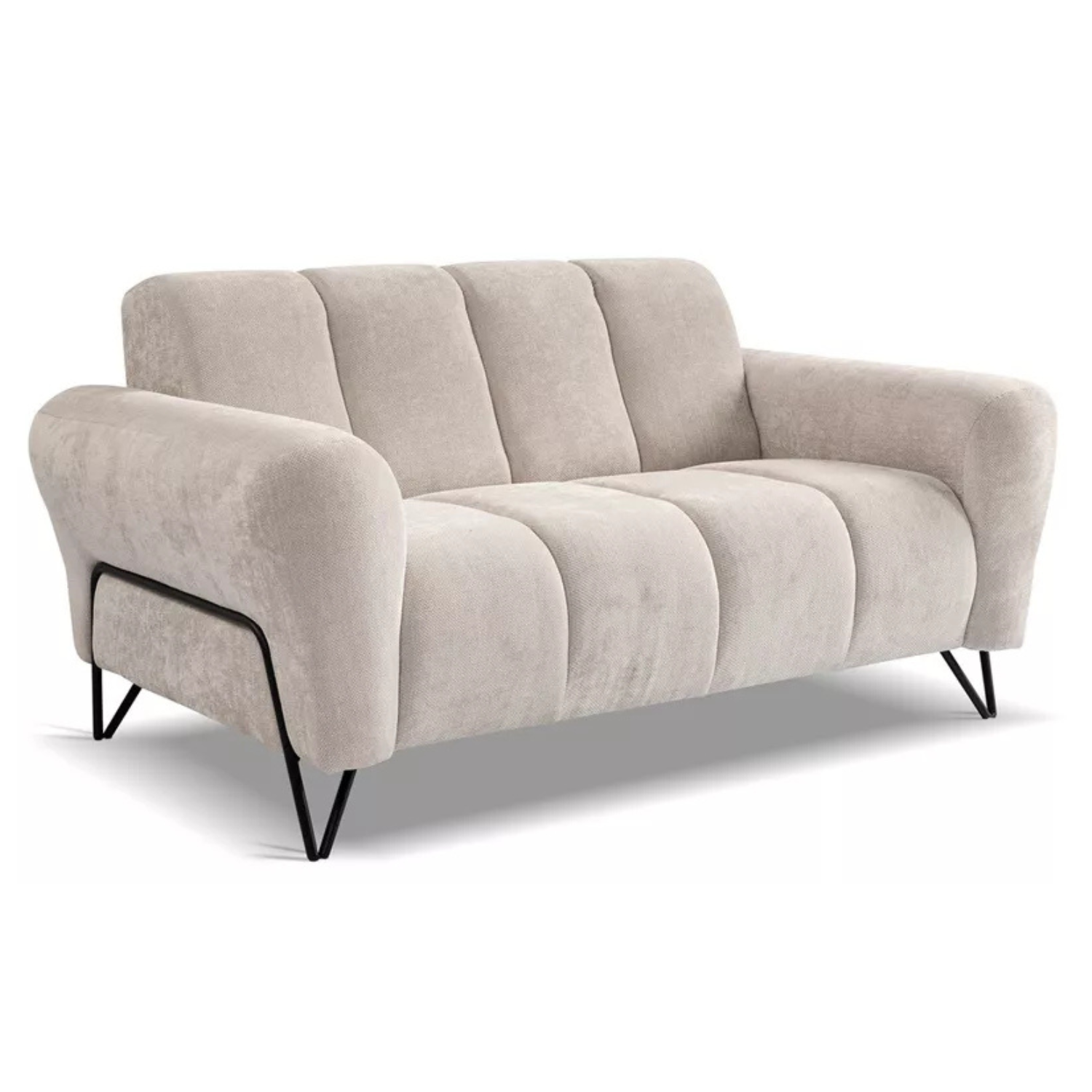 LAREVO Divvietīgs dīvāns, krēmkrāsas šenila - N1 Home