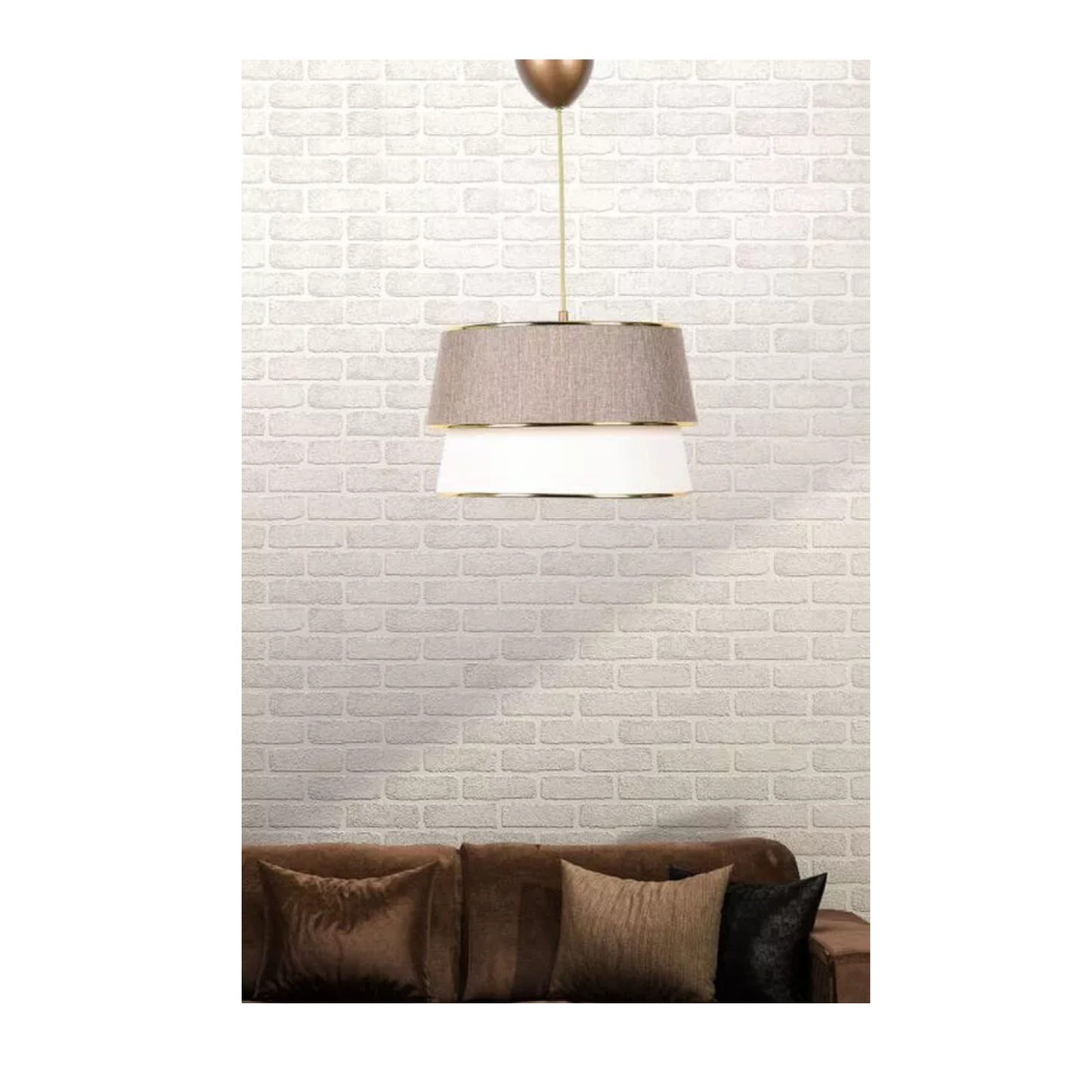 BUMHIA Piekaramā lampa, diametrs 30 cm, zelta un krēmkrāsas - N1 Home