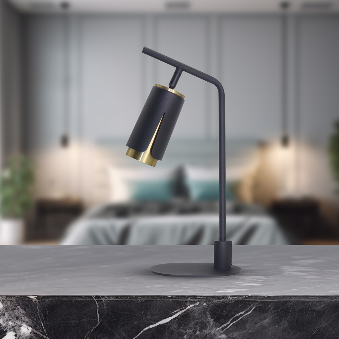 Galda lampa Flo 17/38/10 cm melns - N1 Home